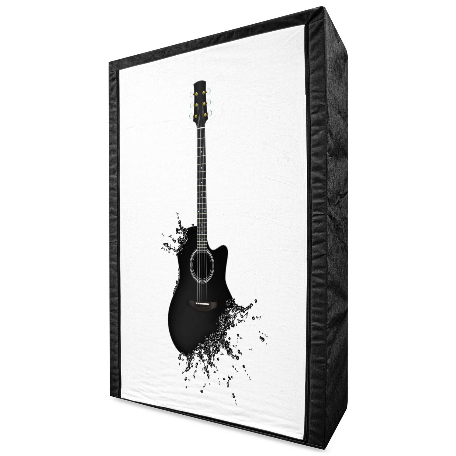 Ambesonne Black White Guitar Pattern Portable Fabric Wardrobe - 42.5