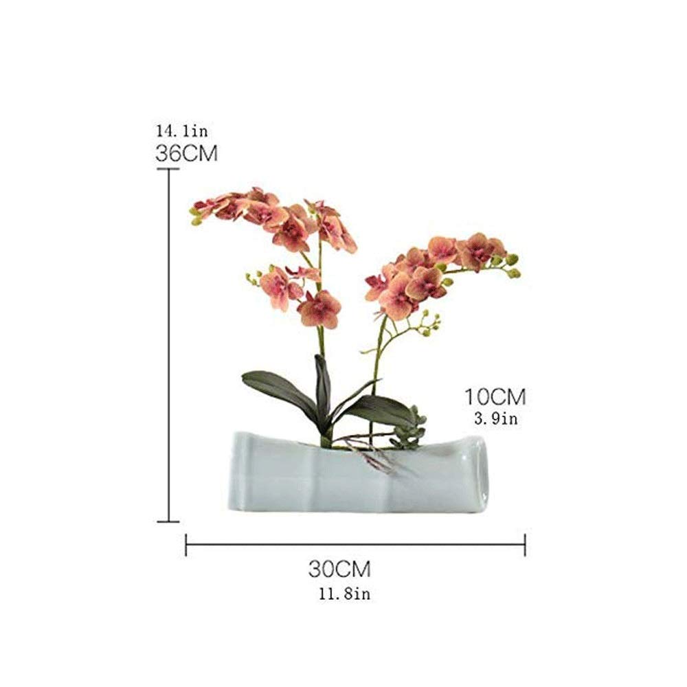 Real Touch Silk Orchid Bonsai Artificial Flowers - Phalaenopsis Fake Flowers in Imitation Porcelain Pots for Home & Office Decor | Perfect for Living Room, Wedding Centerpieces & Gift Ideas