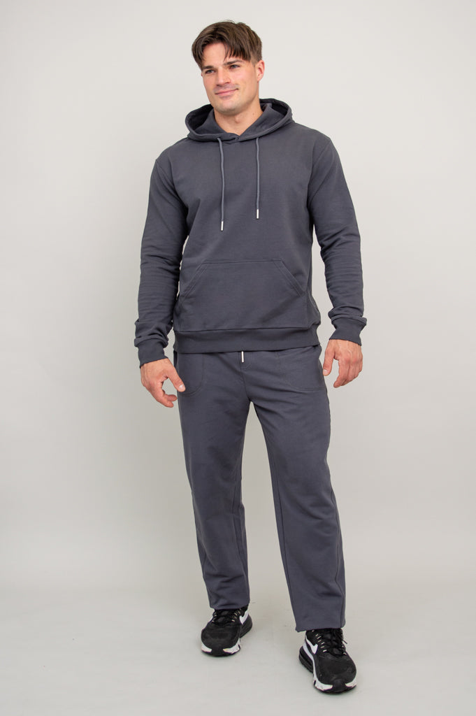 JoeJoe Men's Cotton Hoodie - Soft & Comfortable Charcoal Pullover Sweatshirt for Casual Wear & Outdoor Activities