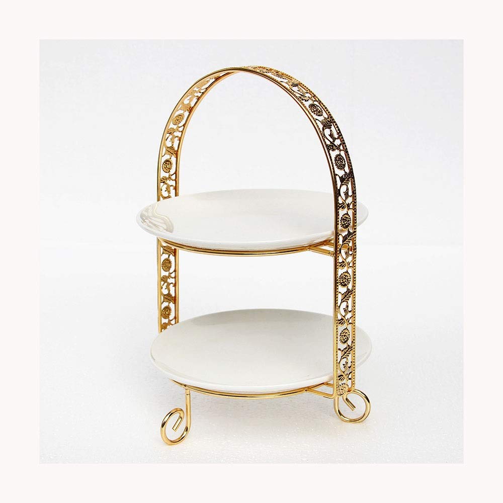HOLPPO 3-Tier Metal Dessert Stand - Elegant Afternoon Tea, Cake & Snack Serving Tray for Parties, Events, and Home Decor (White) | Perfect for Birthday Celebrations, Bridal Showers, and Buffet Displays