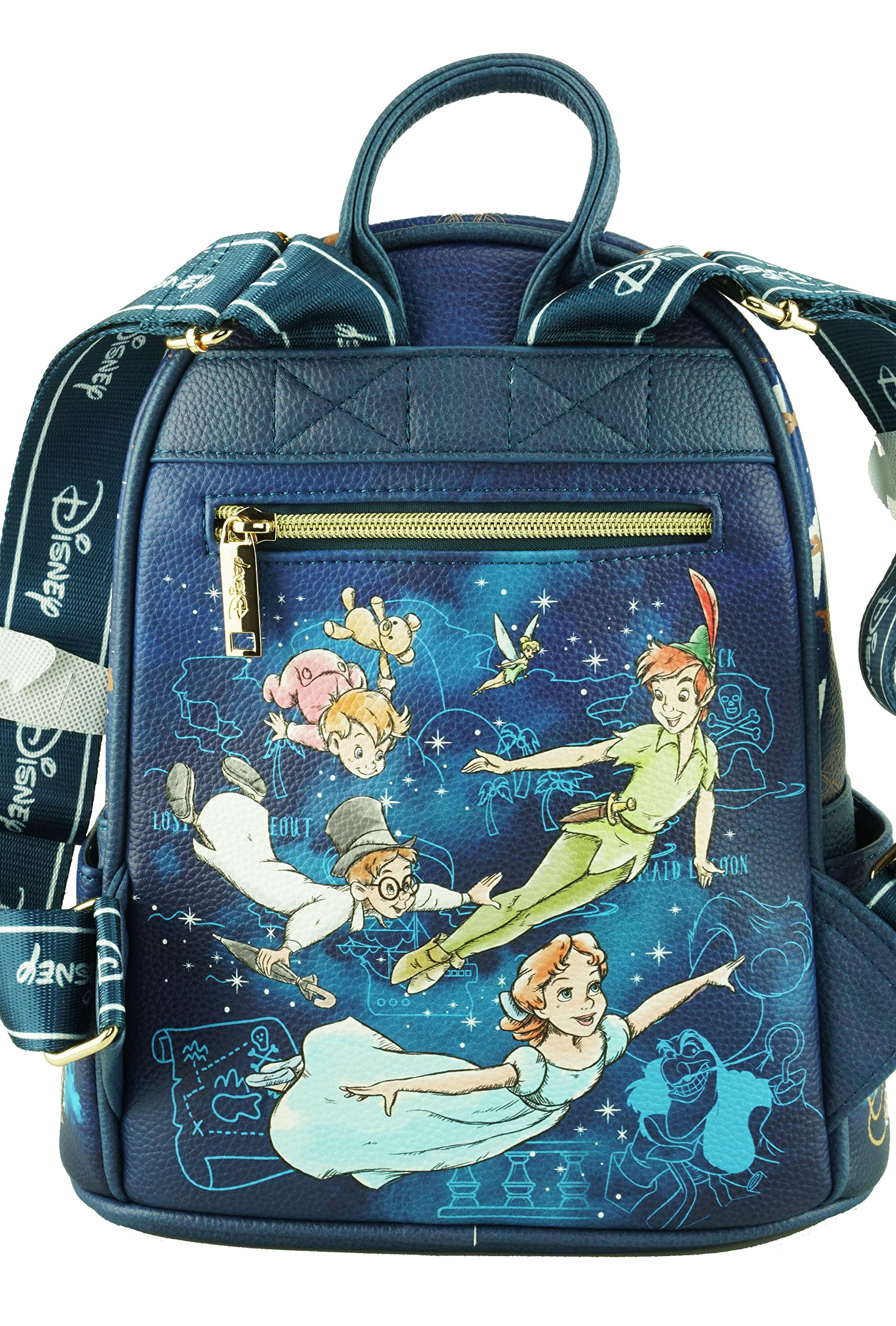 Disney Peter Pan 11 Inch Vegan Leather Mini Backpack for Women - Cute Fashion Shoulder Bag for School, Travel & Cosplay Accessories