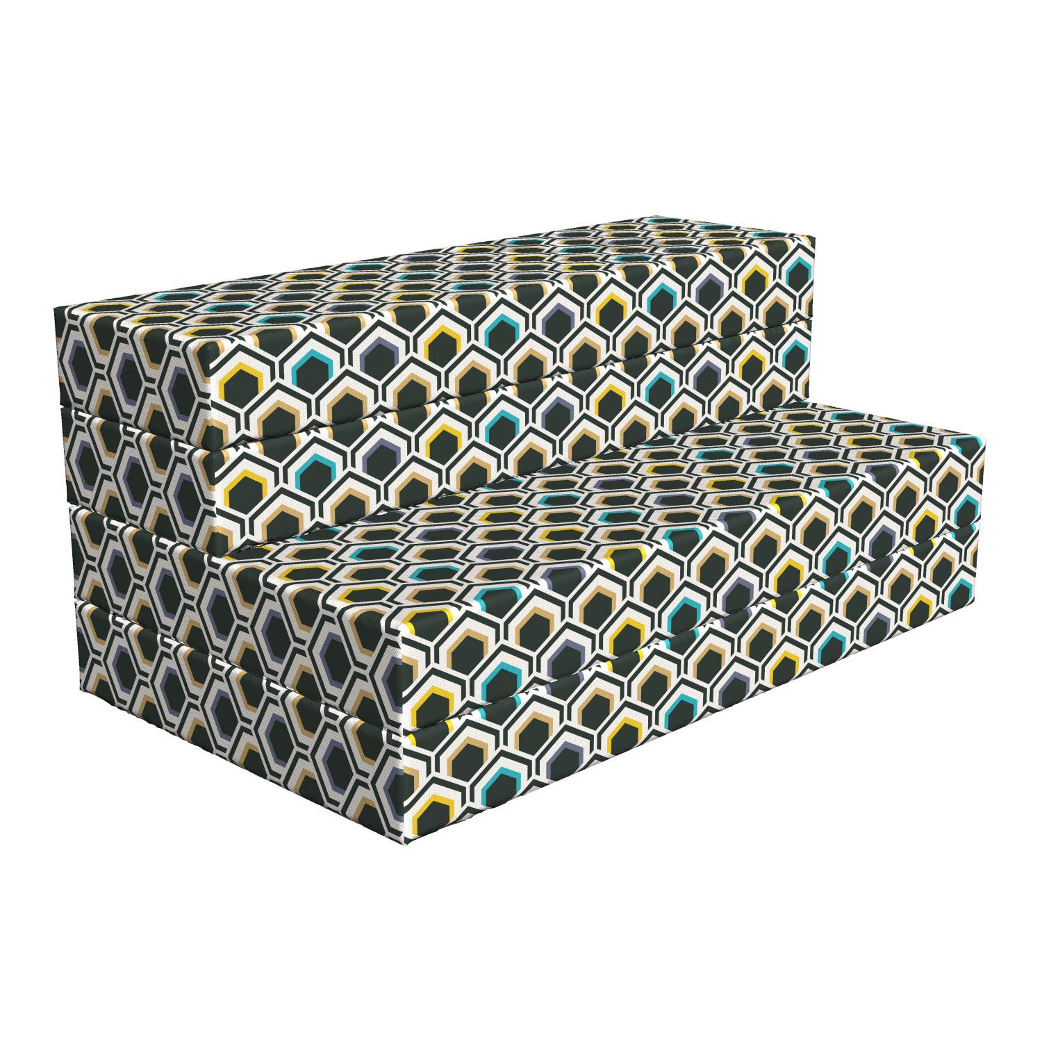 Ambesonne Geometric Foldable Mattress - Hexagonal Overlapping Design for Guest Beds, Camping & Dorm Rooms | Portable Floor Sleeping Mat