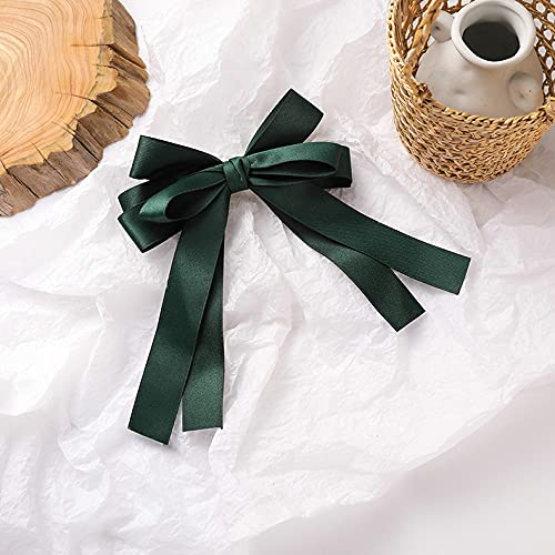 LIBERGA Ribbon Bow Hair Clips - Elegant Back of Head Barrettes for Women | Aesthetic Hair Pins & Headdress Accessories in Green | Perfect for Weddings, Parties & Everyday Style