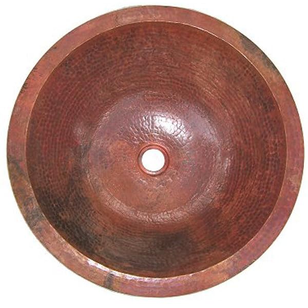Handcrafted Undermount Hammered Round Copper Sink for Bathroom - Natural Finish, Vintage Farmhouse Style - Perfect for Rustic, Modern, and Luxury Bathroom Designs