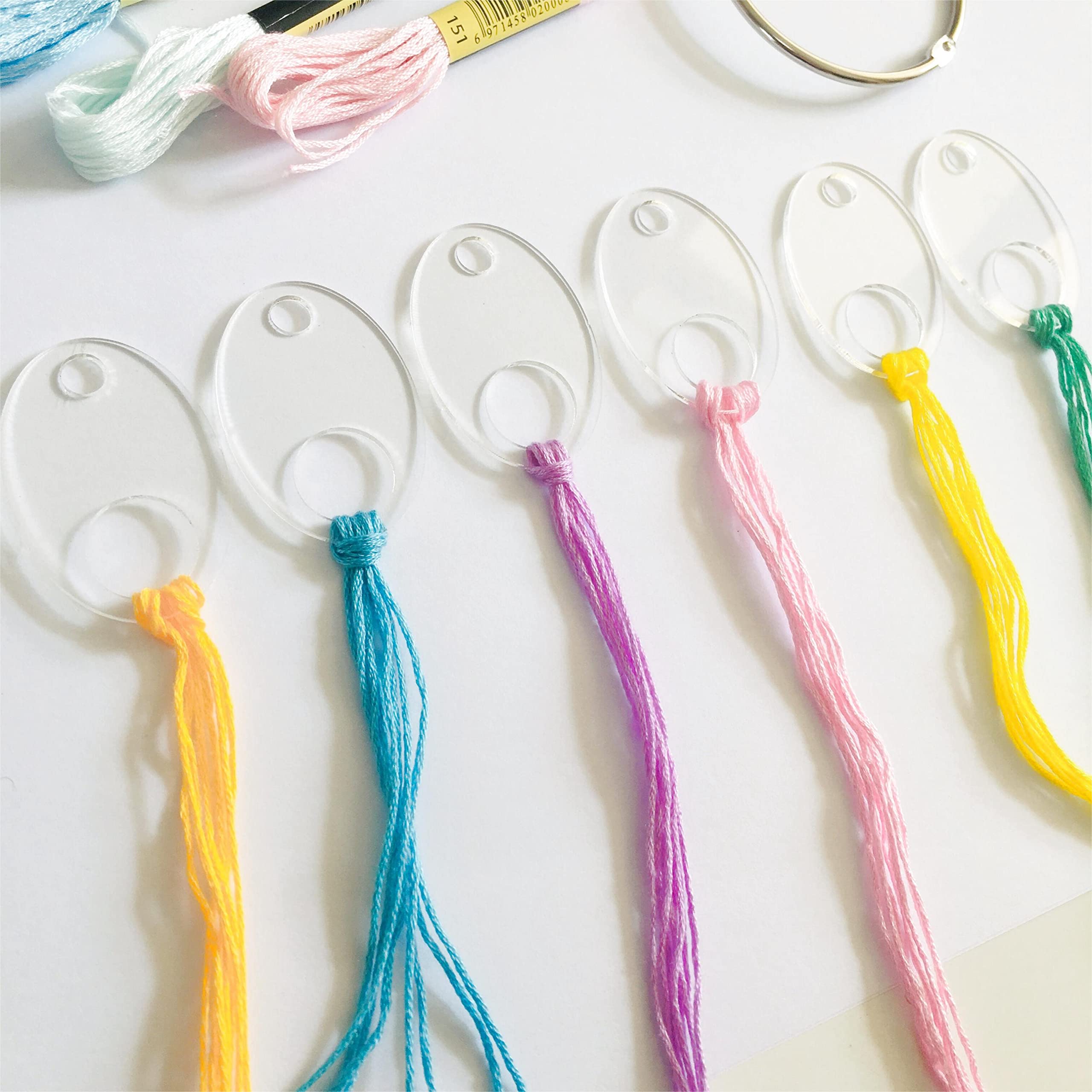 Clear Oval Acrylic Thread Drops - 20pcs Cross Stitch Floss Bobbins Organizers for Embroidery & Sewing Projects - Perfect for Craft Storage and Needlework Organization