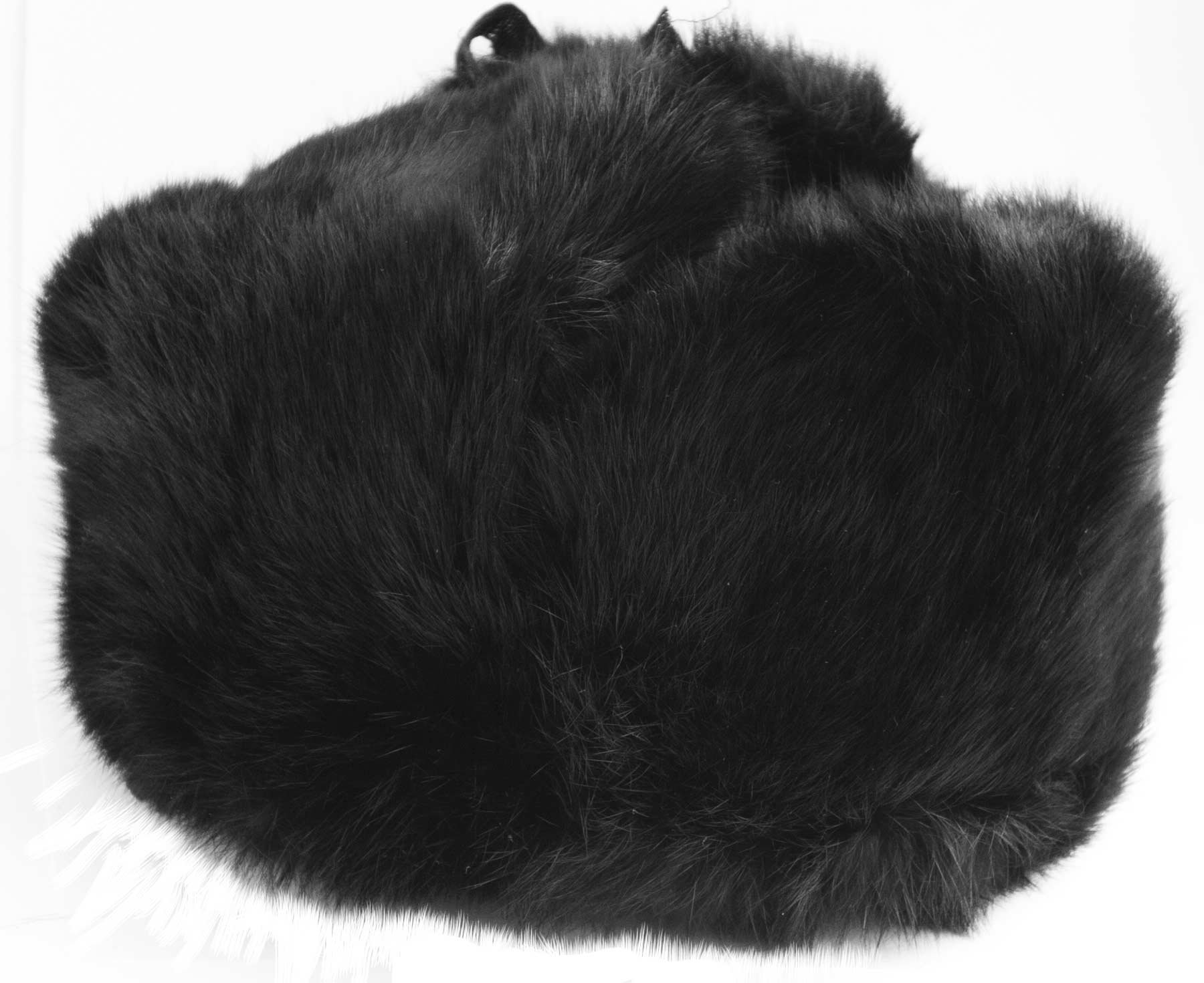 Rabbit Fur Ushanka Winter Hat Black with Soviet Army Soldier Insignia - Warm Russian Military Style Hat for Cold Weather & Outdoor Activities