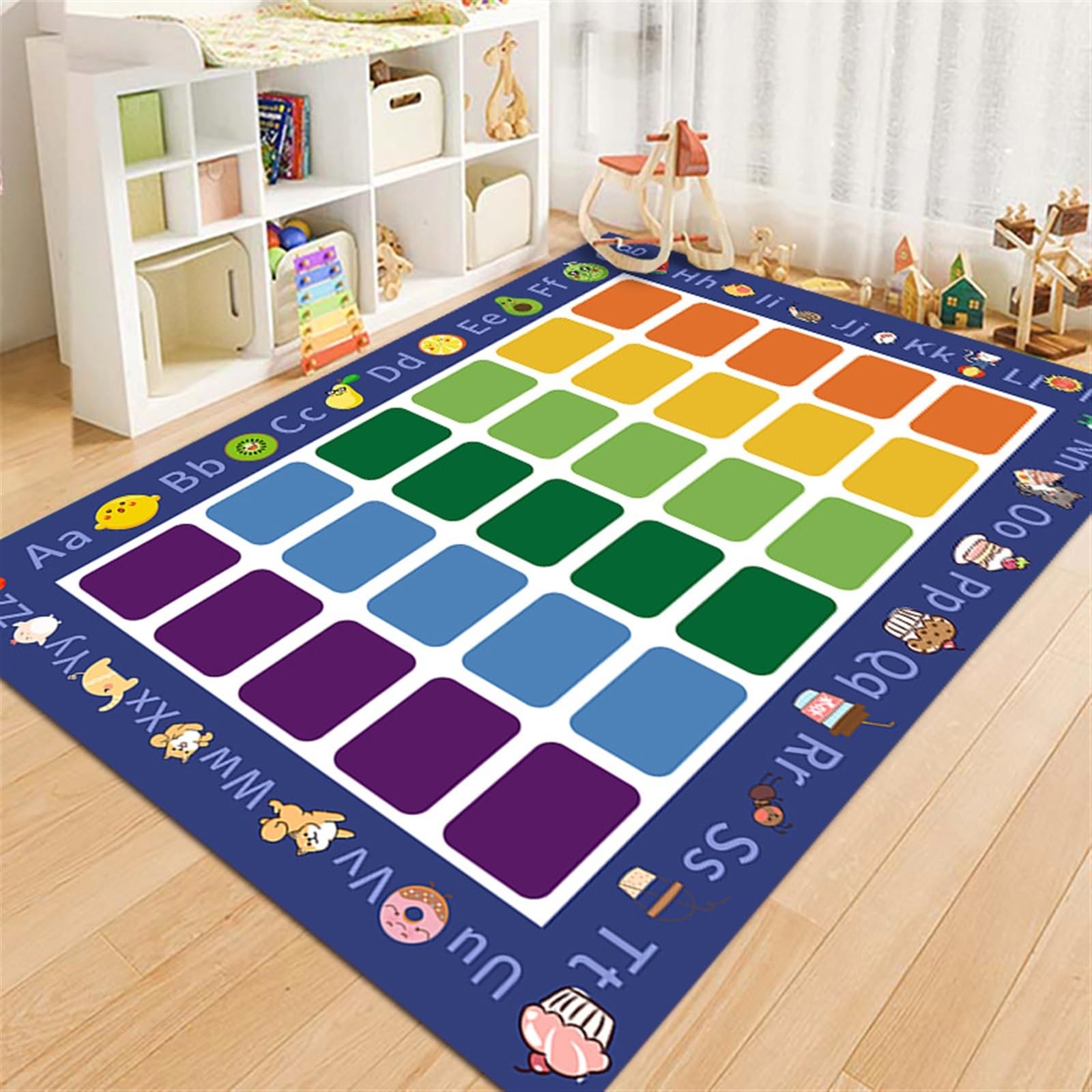 BBAUER Soft Non-Slip Kids Playroom Rug - Large 70x102 Inch Nursery & Classroom Carpet for Toddlers & Elementary Students - Perfect for Play Areas, Daycares & Learning Spaces (Color E)