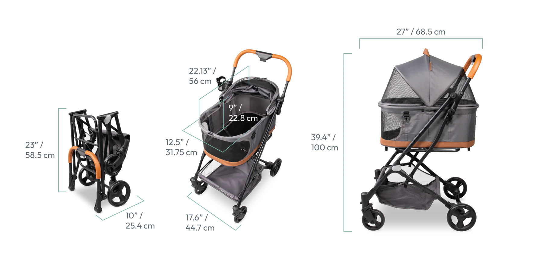 WonderFold P2 Pet Stroller - Lightweight & Foldable Dog Cat Stroller for Small to Medium Pets - Perfect for Walking, Travel & Outdoor Adventures