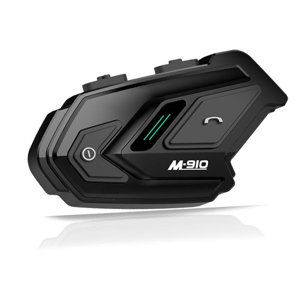 Motorcycle Helmet Bluetooth Headset with DSP/CVC Noise Cancellation - Dual Core 2-Way Communication System, 6 Rider Intercom, Waterproof, Built-in Speakers & Music Sharing - Perfect for Group Rides, Commuting & Adventure Motorcycling