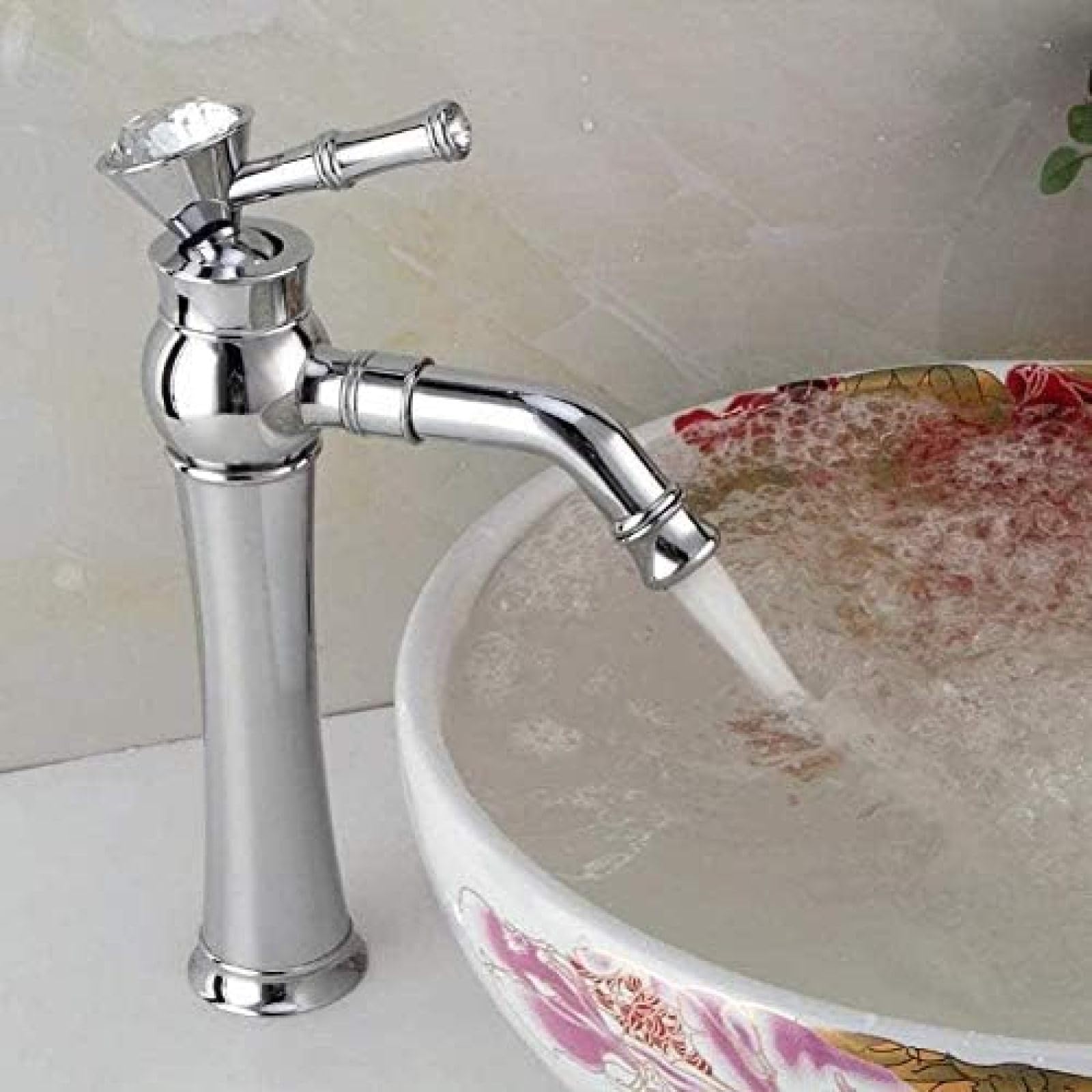 CRJUS Luxury Chrome Kitchen Tap Faucet - Single Handle Brass Sink Mixer with Diamond Basin Design, Perfect for Modern Home Kitchens