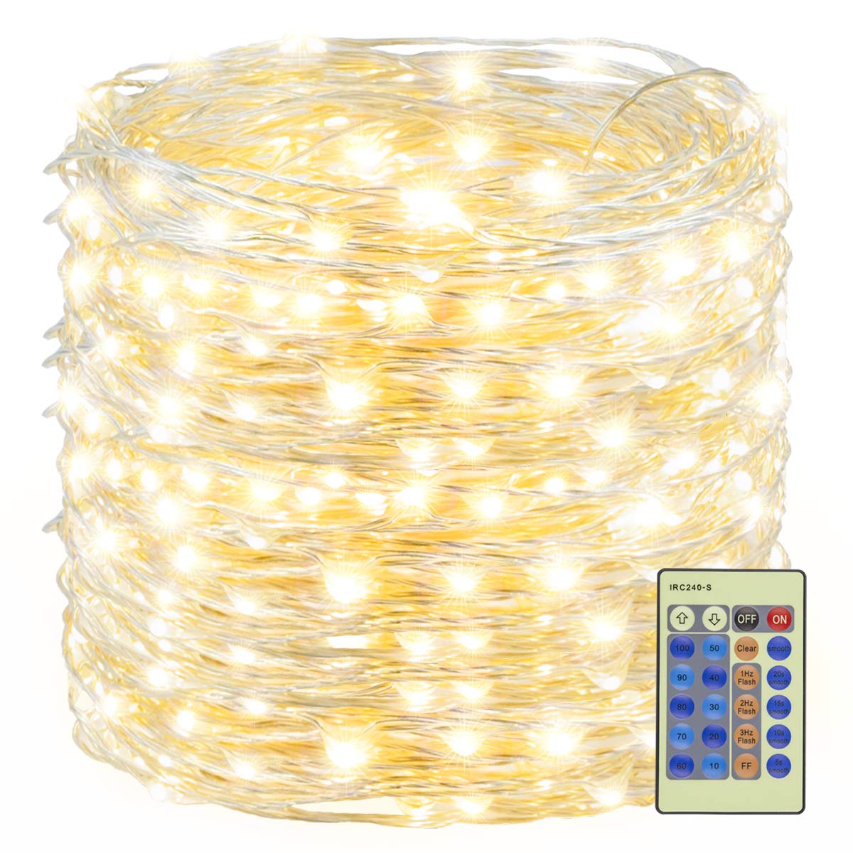 500LED 164ft Fairy String Lights with Remote - Warm White Christmas Lights for Indoor & Outdoor Decor, DIY Tree, Costume, Wedding, Party, Table Centerpiece - Perfect for Holiday, Garden, Bedroom, and Patio Lighting