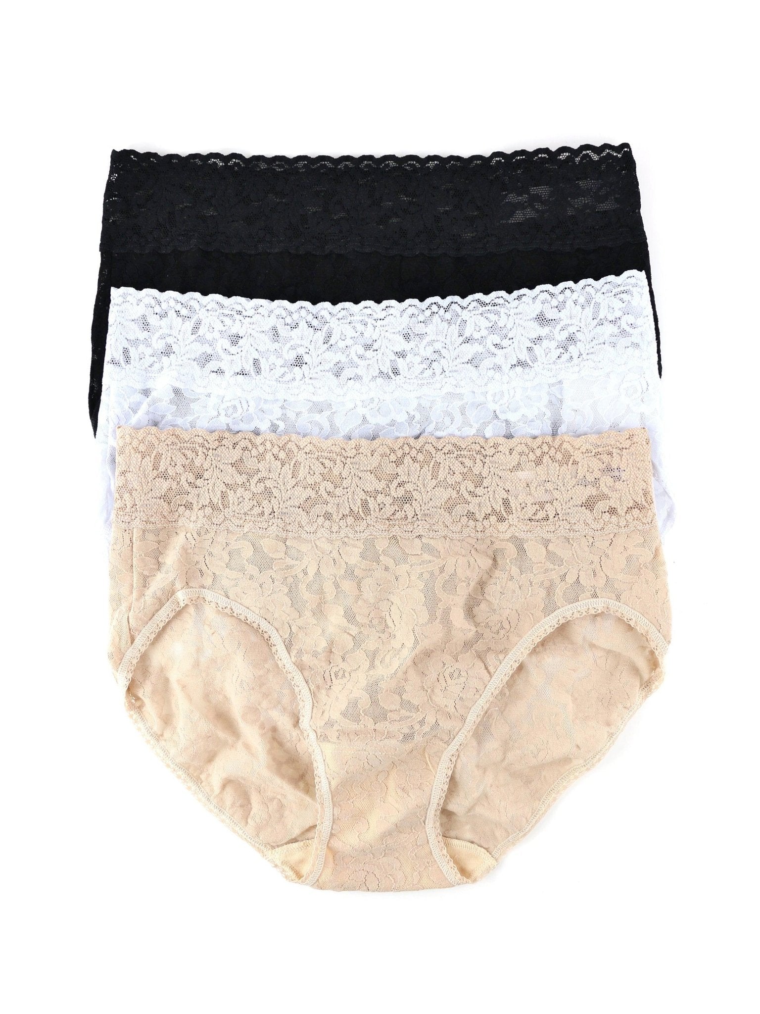 3 Pack Signature Lace French Briefs - Soft Comfortable Women's Underwear for Everyday Wear | Perfect for Work, Sleep & Special Occasions