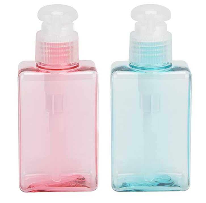 KIRA 100ML Empty Pump Bottle Dispenser for Lotion, Shower Gel & Hand Soap - Leak-Proof Travel Containers for Toiletries (Pink & Green, Pack of 2) - Perfect for Travel, Gym, Home & Hotel Use