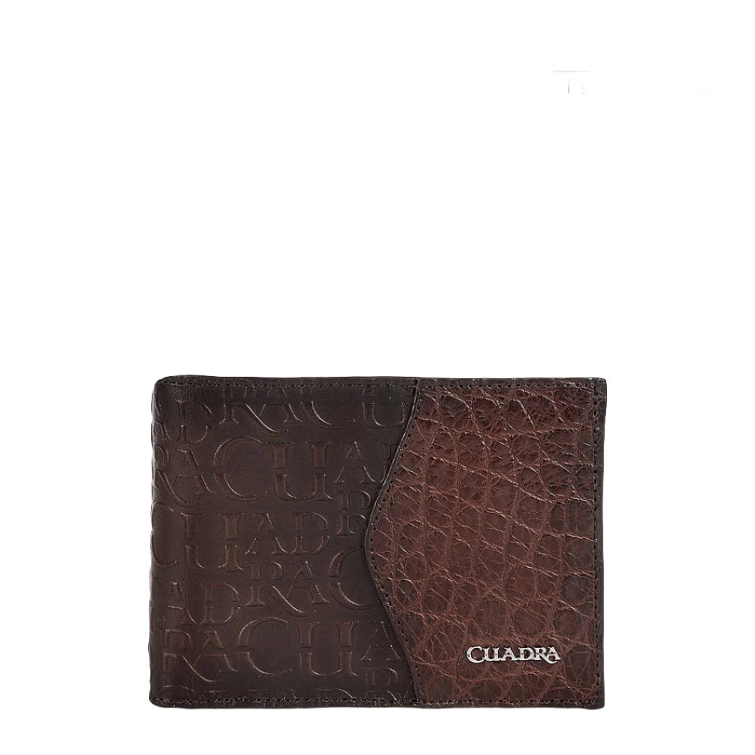 Premium Men's Alligator Print Bi-Fold Wallet - BC027AL Chocolate Brown Leather Wallet for Everyday Use & Business Occasions