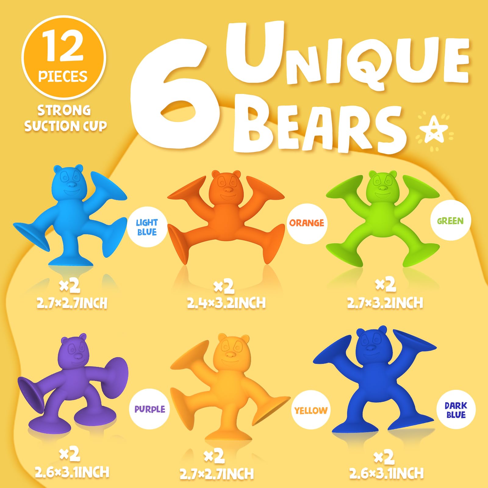 **12-Piece Cute Unicorn Bear Suction Cup Bath Toys for Babies & Toddlers - Sensory Play, Fun Bathtime Gifts for Boys & Girls - Perfect for Bathtime, Sensory Development & Early Learning**