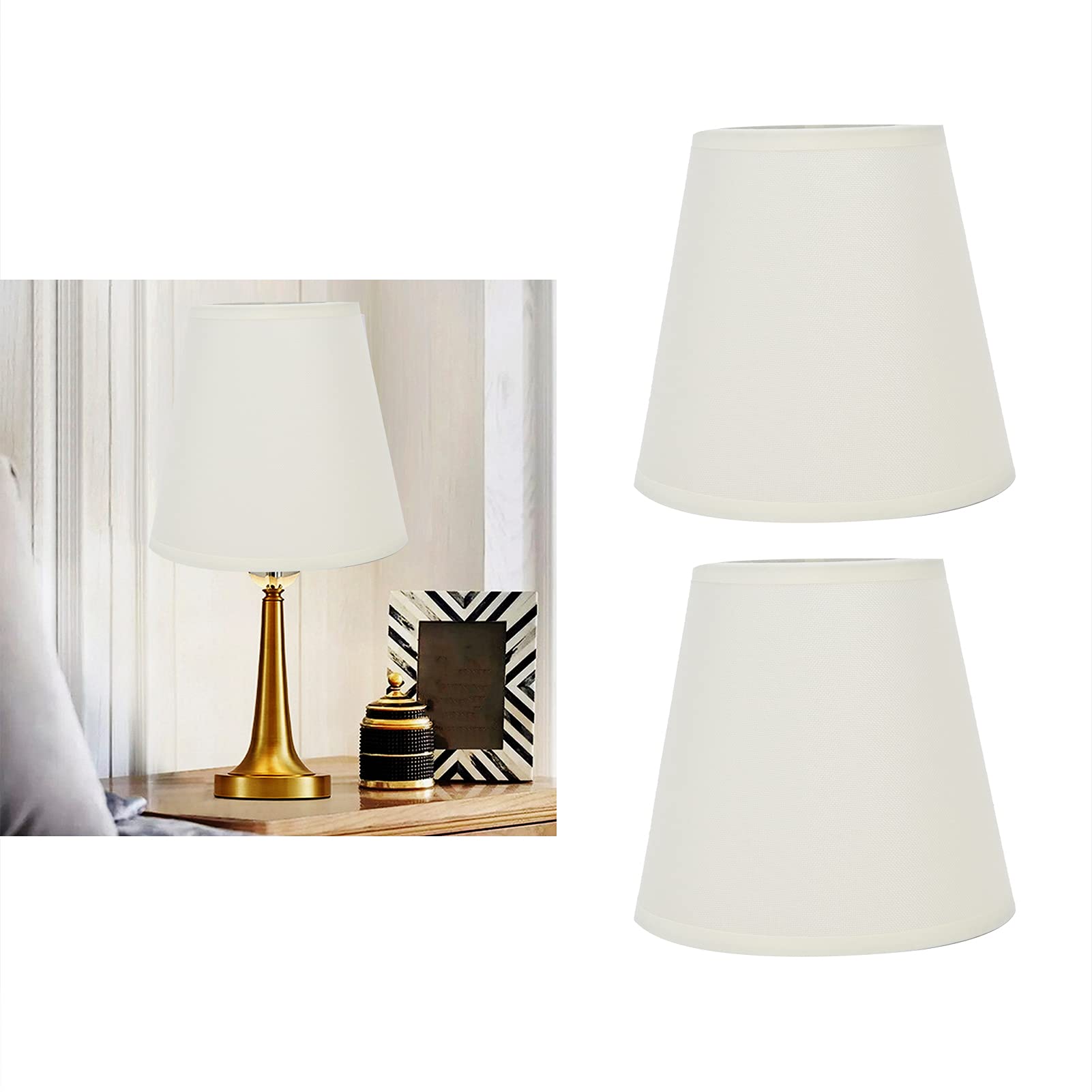 Alvinlite 2-Pack Fabric Drum Lamp Shades - Clip-On Table & Wall Light Covers for Bulbs & Candles (Yellow) - Perfect for Bedroom, Living Room, and Office Lighting Decor