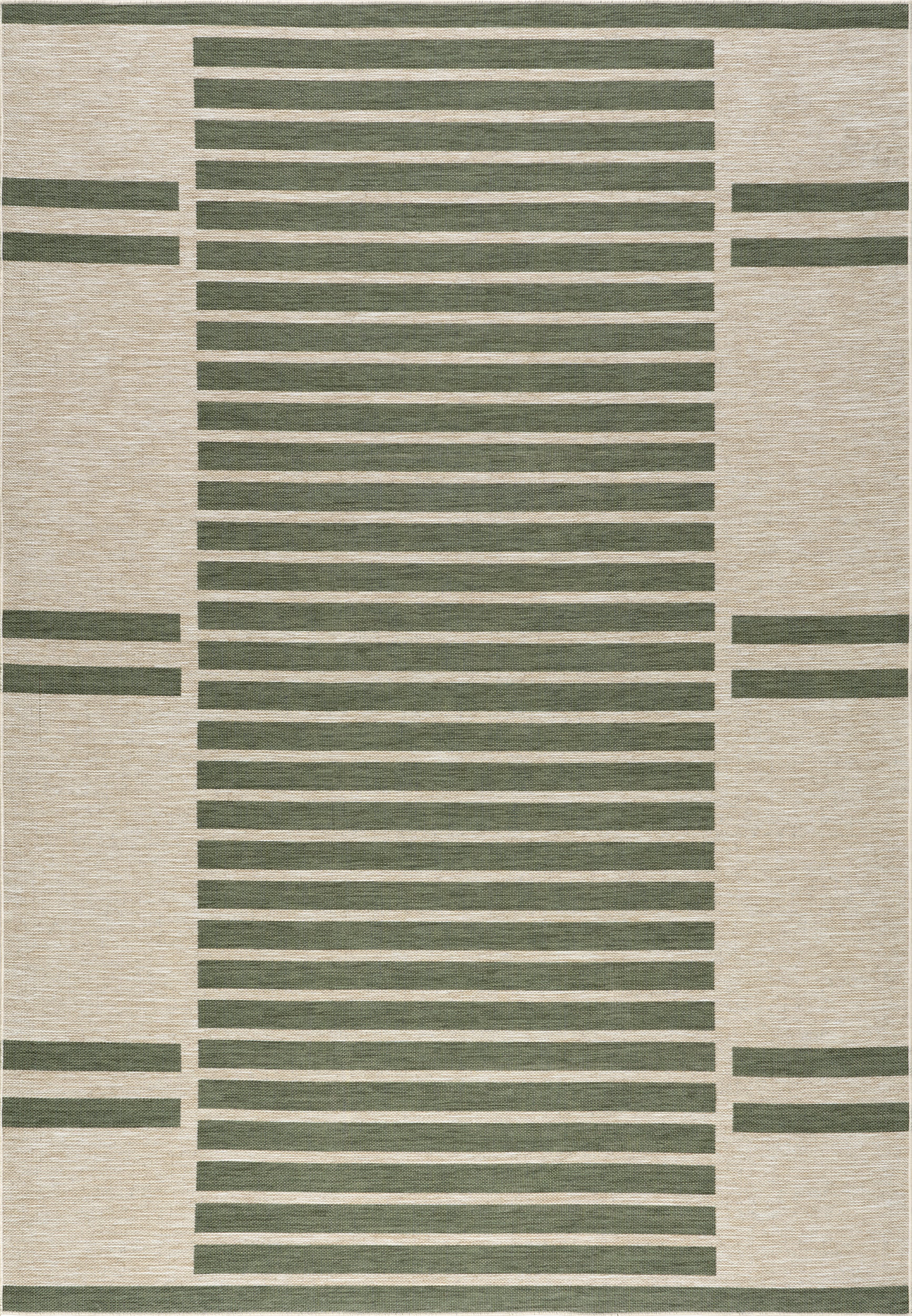 Jordan Blocked Stripes Indoor/Outdoor Rug - Green Modern Geometric Design Non-Slip Area Carpet for Living Room, Bedroom, Patio & Office Decor