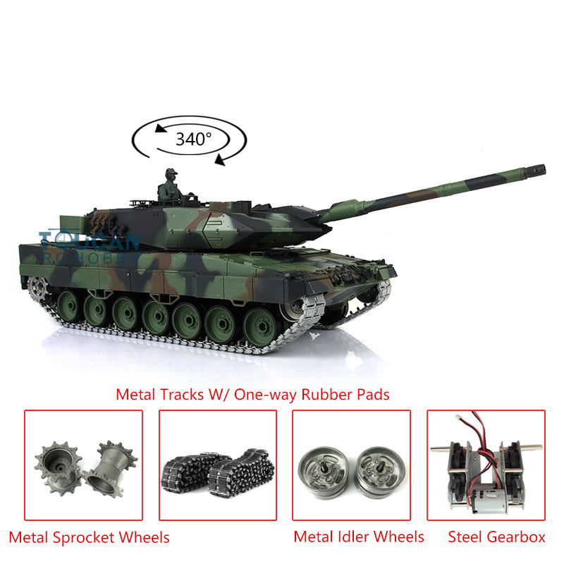 Heng Long 1/16 TK 7.0 Upgraded Ready-to-Run Leopard 2A6 RC Tank 3889 - Remote Control Military Battle Tank with Light & Sound Effects | Perfect Birthday Gift for Adults & Kids | Outdoor Play, Collection Display, War Simulation
