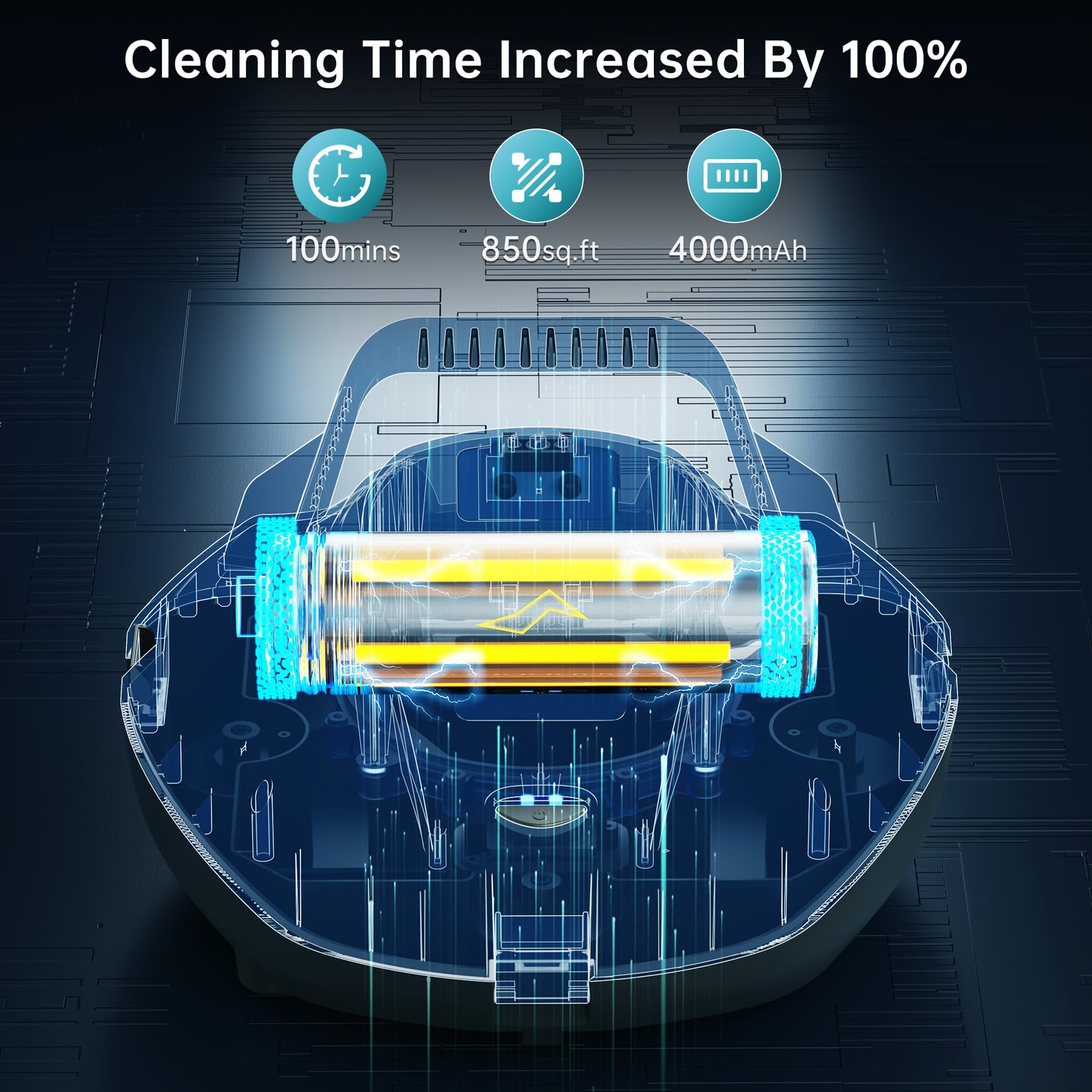 Automatic Cordless Robotic Pool Cleaner - Powerful Suction, 100 Min Runtime, Fast Charging, Self-Parking - Ideal for Above Ground & Inground Pools up to 850 Sq.Ft - Perfect for Weekly Pool Maintenance & Seasonal Cleaning