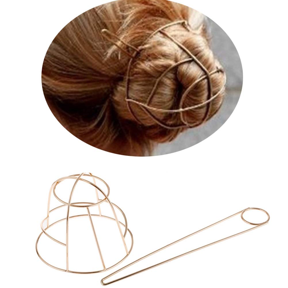 French Hair Bun Cover Cap Holder - Creative Hair Cuff, Stick & Pin - Bowl-Shaped Hollow Hair Clip for Women's Updo (Silver) | Perfect for Weddings, Parties & Everyday Elegant Styles