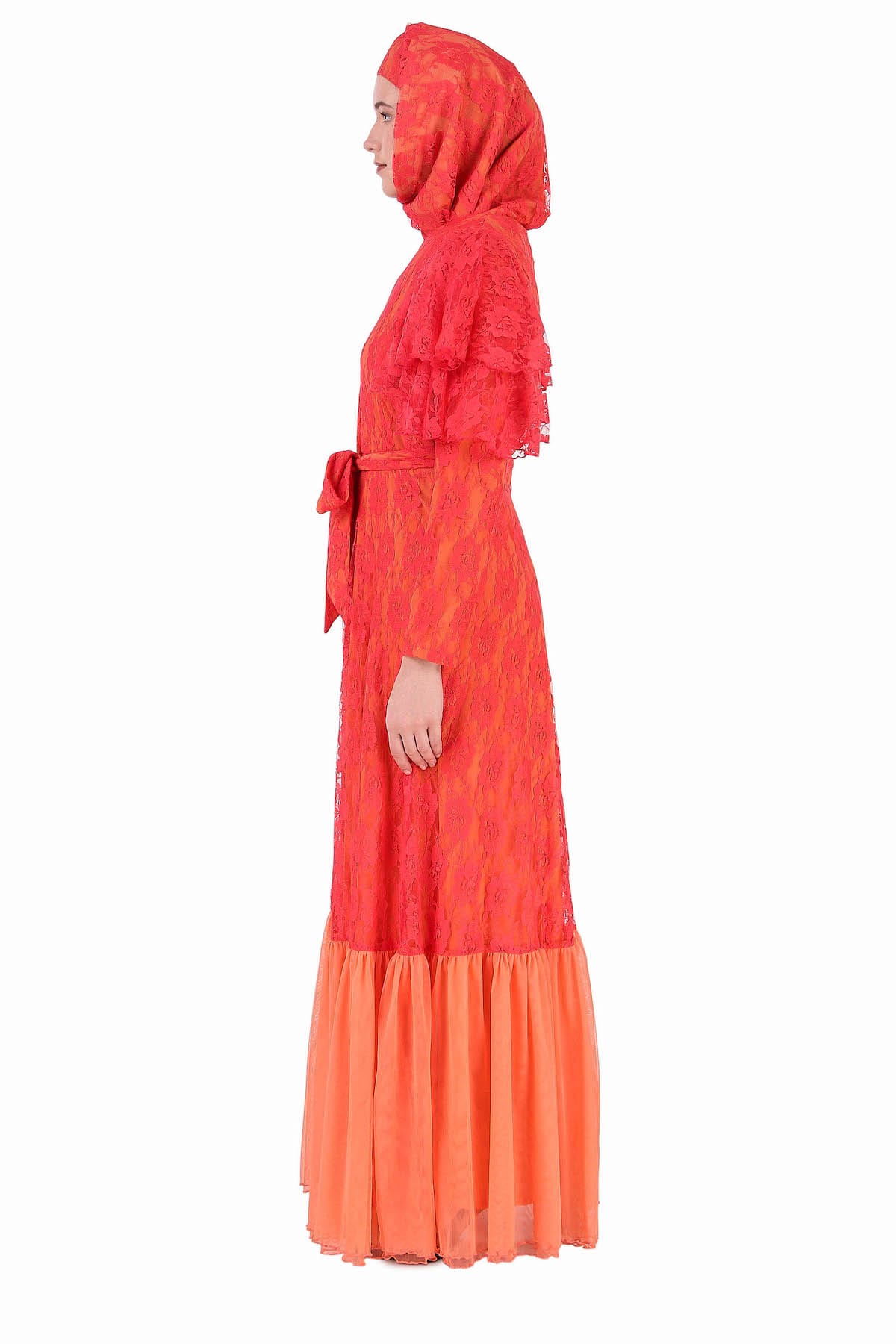 Elegant Multi-Layer Semi-Circular Floral Abaya Dress for Women - Perfect for Eid, Weddings & Special Occasions