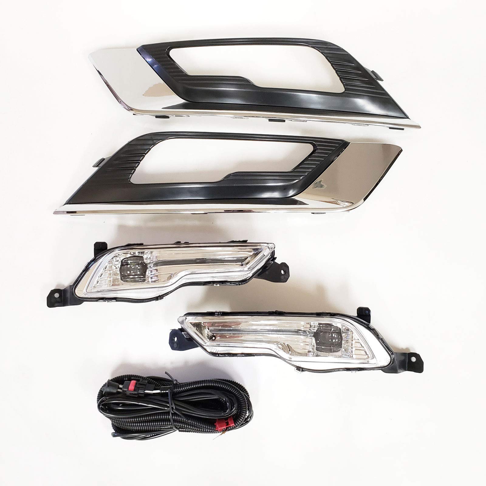 LEDIN Built-in LED Fog Lights for 2017-2018 Ford Fusion - OE Style Clear Lens with Switch, Bezels & Wiring Kit - Perfect for Night Driving & Foggy Conditions