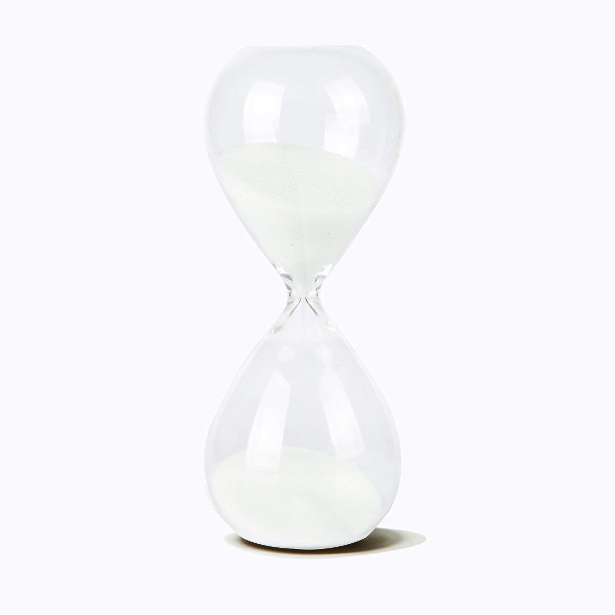 60 Minute White Glass Hourglass Sand Timer - Elegant Decorative Timekeeper for Home Office, Meditation, Yoga, and Classroom Use