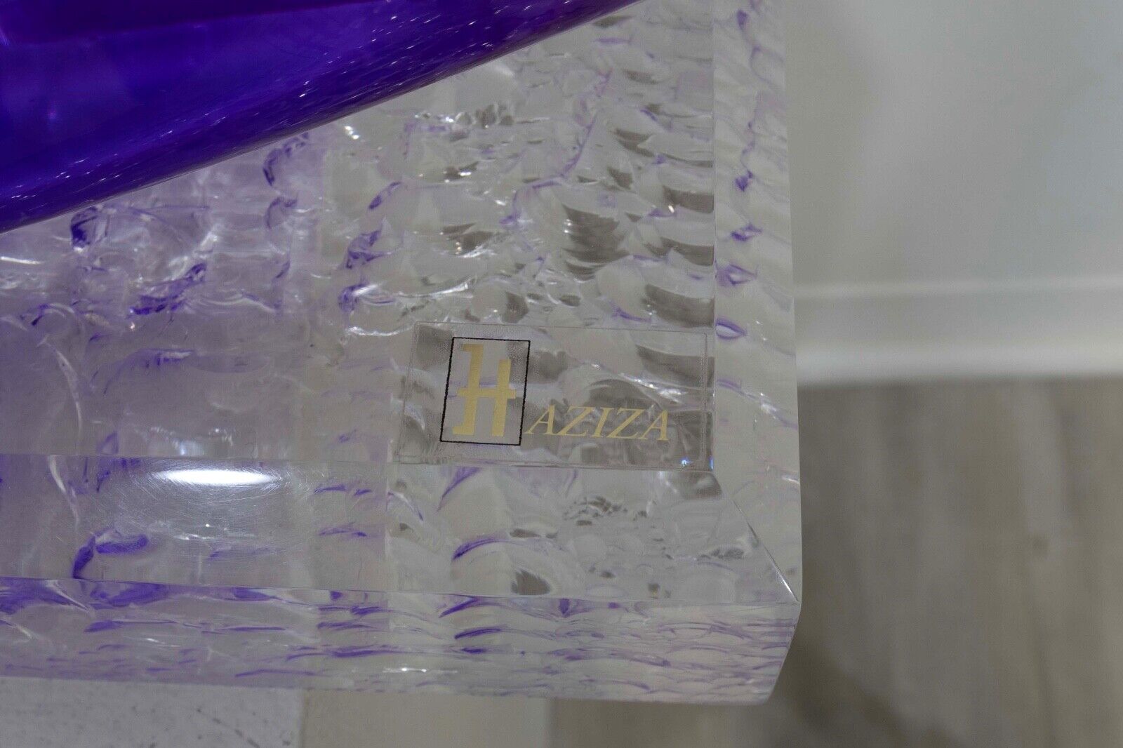 Shlomi Haziza Lucite Purple and Clear Sailboat Sculpture - Contemporary Modern Art Decor for Home, Office & Gifts | Nautical Theme Accent Piece