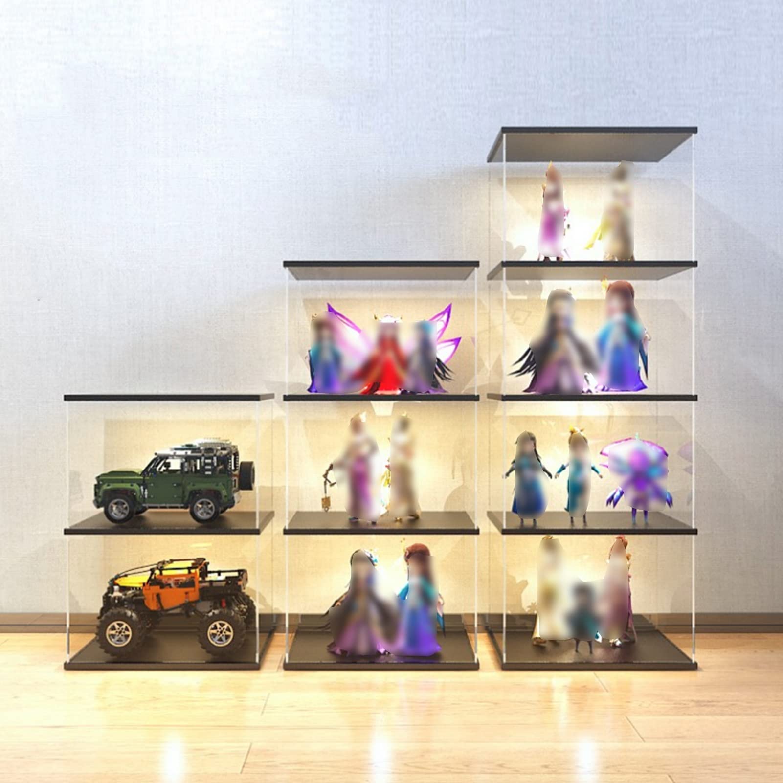 Clear Acrylic Display Case for Collectibles & Figures - 10MM Thick Stackable Dustproof Protection Box - Perfect for Toys, Models, and Showcase Storage on Countertops or Shelves