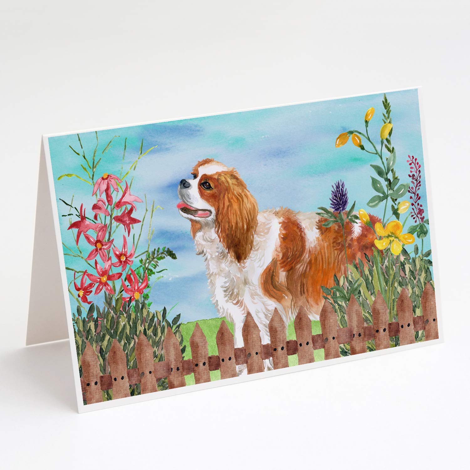 Whimsical Cavalier King Charles Spaniel Spring Greeting Cards - Pack of 8 Blank A7 Note Cards (5x7 inches) with Envelopes | Perfect for Spring Celebrations, Birthday Wishes & Thank You Notes