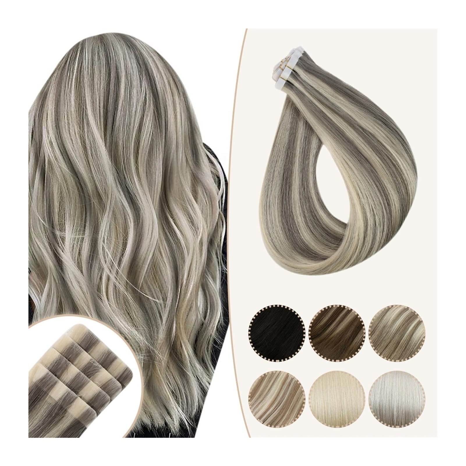Premium M5RU Virgin Human Hair Extensions - Seamless Tape-In Weft, Blonde Shade P19a 60 (10pcs) for Natural Volume & Length | Perfect for Weddings, Parties & Daily Styling