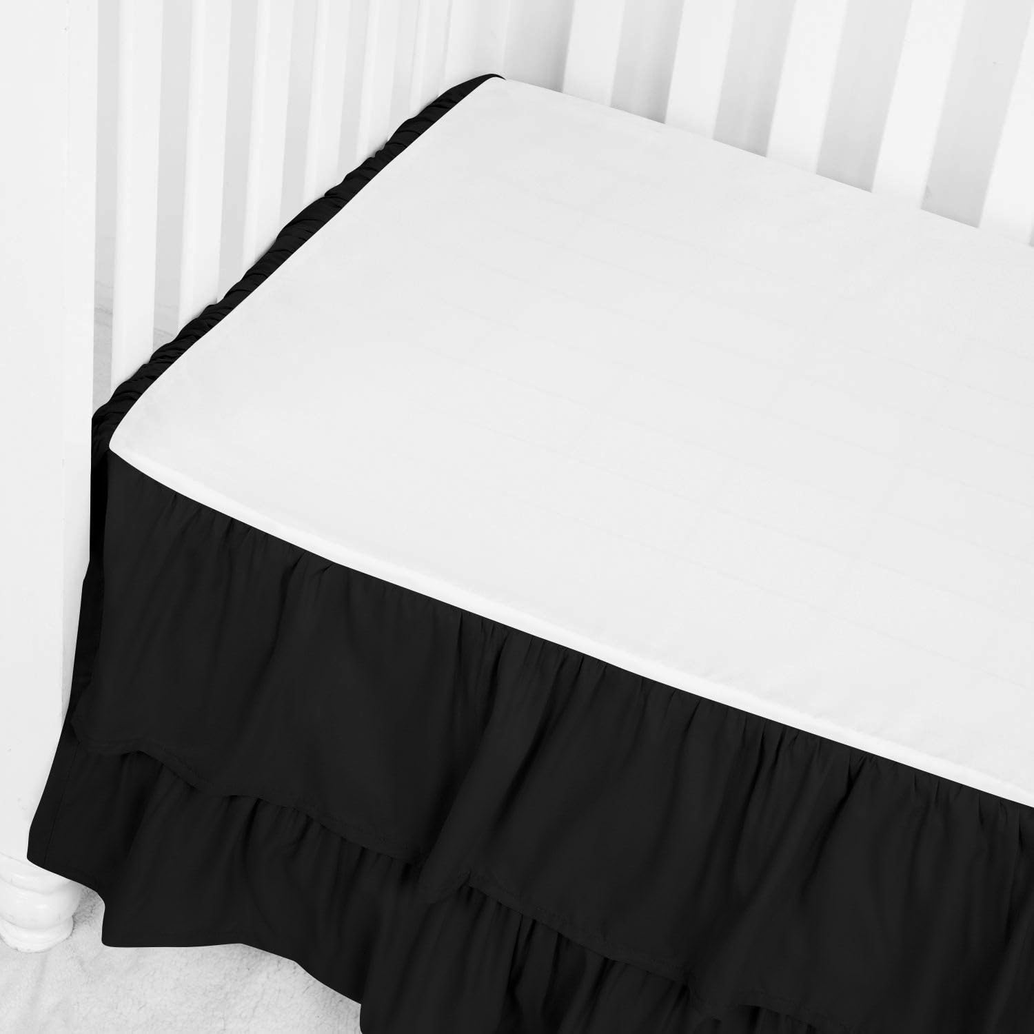 Premium 100% Egyptian Cotton Crib Bed Skirt - Multi Ruffled Nursery Bedding for Toddlers (28