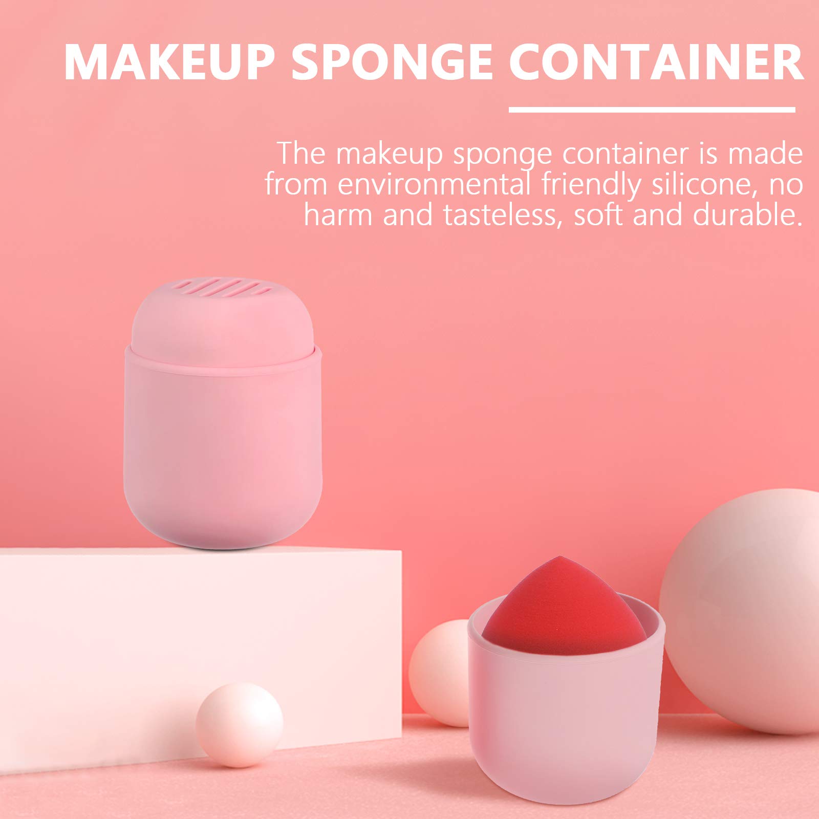 Makeup Sponge Holder & Drying Rack - Powder Puff Storage Box, Cosmetic Sponge Container Case, Beauty Blender Stand for Esponjas Para Maquillaje - Perfect for Vanity Organizer, Makeup Brush Drying & Travel Storage (White)