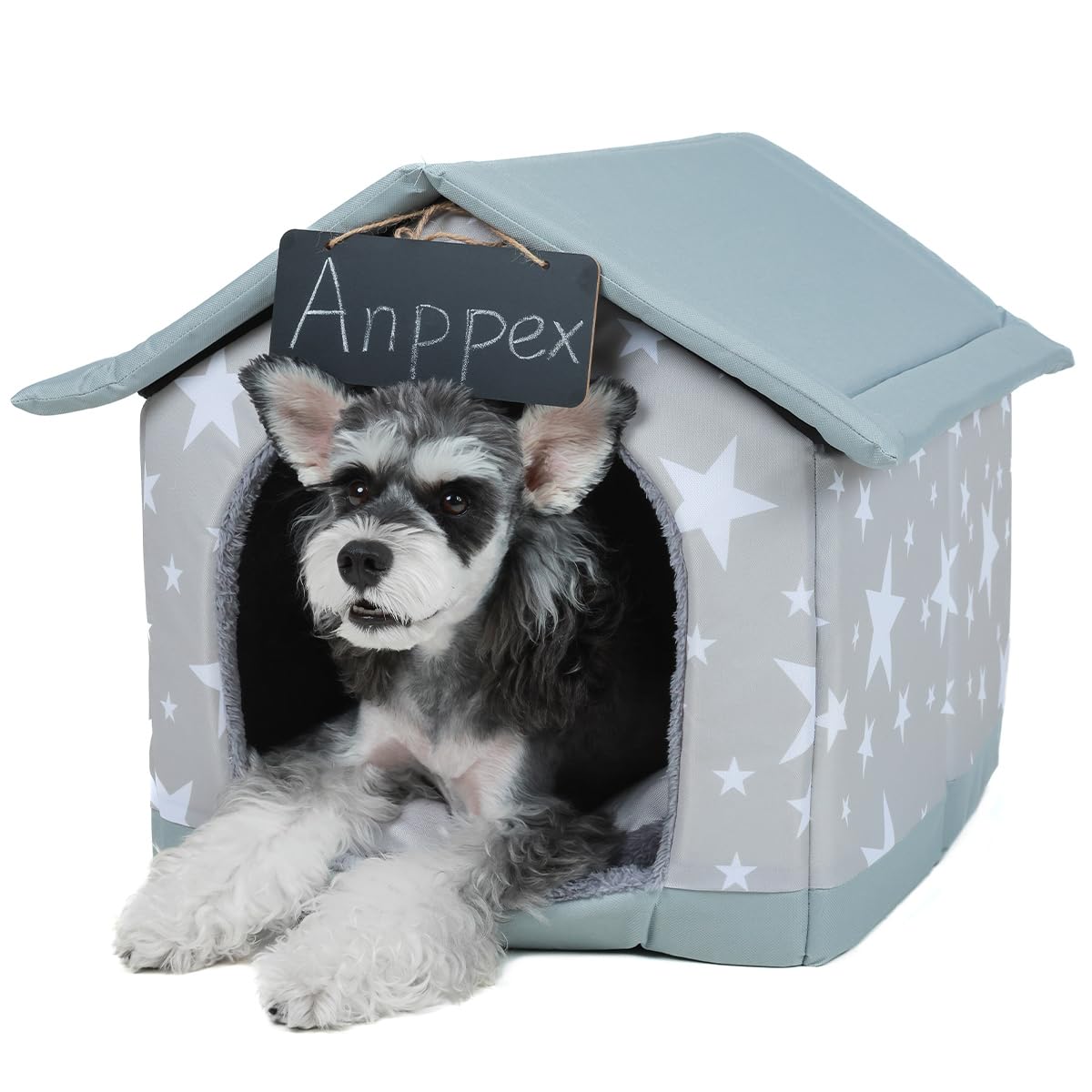ANPPEX Cozy Indoor Dog House for Small & Medium Dogs - L Size Covered Pet Bed with Cushion, Grey | Perfect for Living Room, Bedroom & Apartment Use