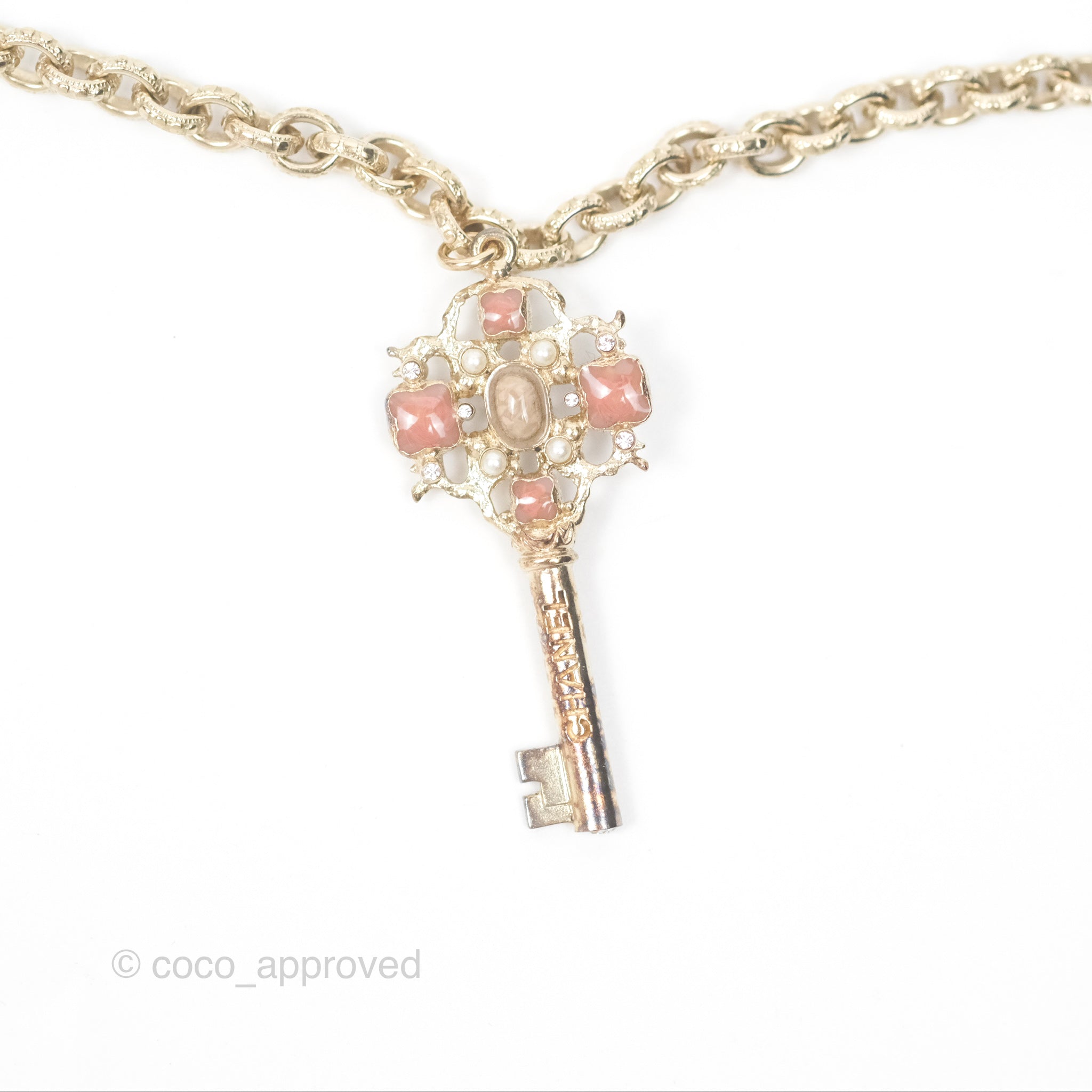 Chanel CC Keys Pendant Double Chain Necklace in Gold Tone - Elegant Fashion Jewelry for Women, Perfect for Parties, Date Nights & Special Occasions