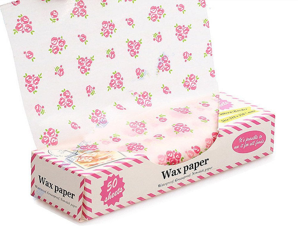Premium Wax Paper for Food Wrapping - 50 Sheets Greaseproof & Waterproof Picnic Paper - Hamburger Liners, Bakery Sheets, Plastic Basket Liners - Floral Pattern by Meleg Otthon - Ideal for BBQs, Picnics, and Food Storage