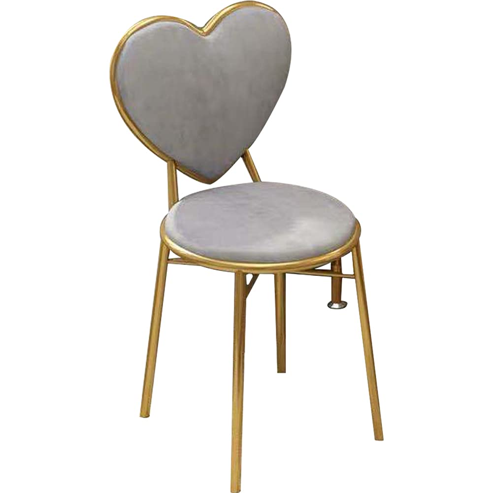 WAYUTO Velvet Accent Chair - Modern Makeup Vanity Chair with Golden Metal Legs, Upholstered Living Room & Dining Chair, Soft Reading Chair for Bedroom Decor (Gold Gray) - Perfect for Home Office, Boudoir & Lounge Areas