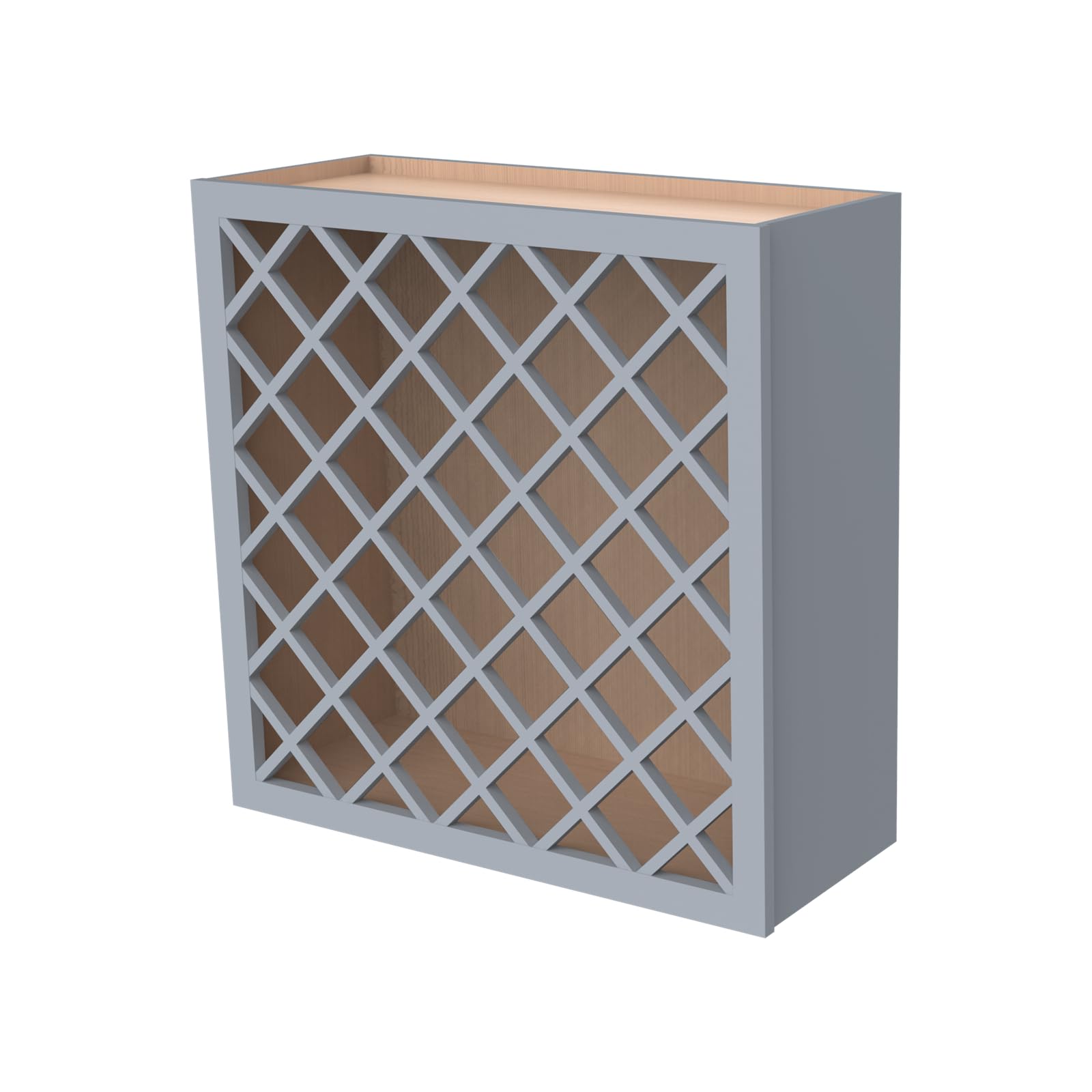 Solid Wood RTA Wine Bottle Rack Wall Cabinet with Lattice Panels - 24