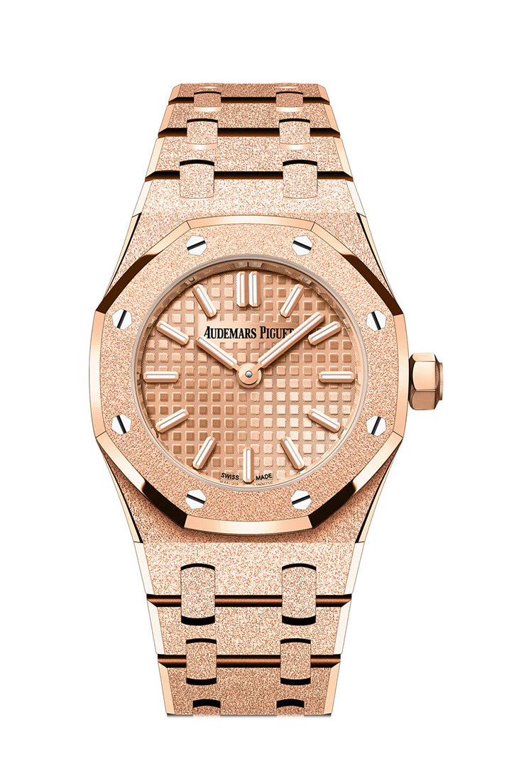 Audemars Piguet Royal Oak Mini Frosted Gold Quartz Watch 67630OR.GG.1312OR.01 - 18K Pink Gold Luxury Women's Watch for Elegant Occasions & Special Events