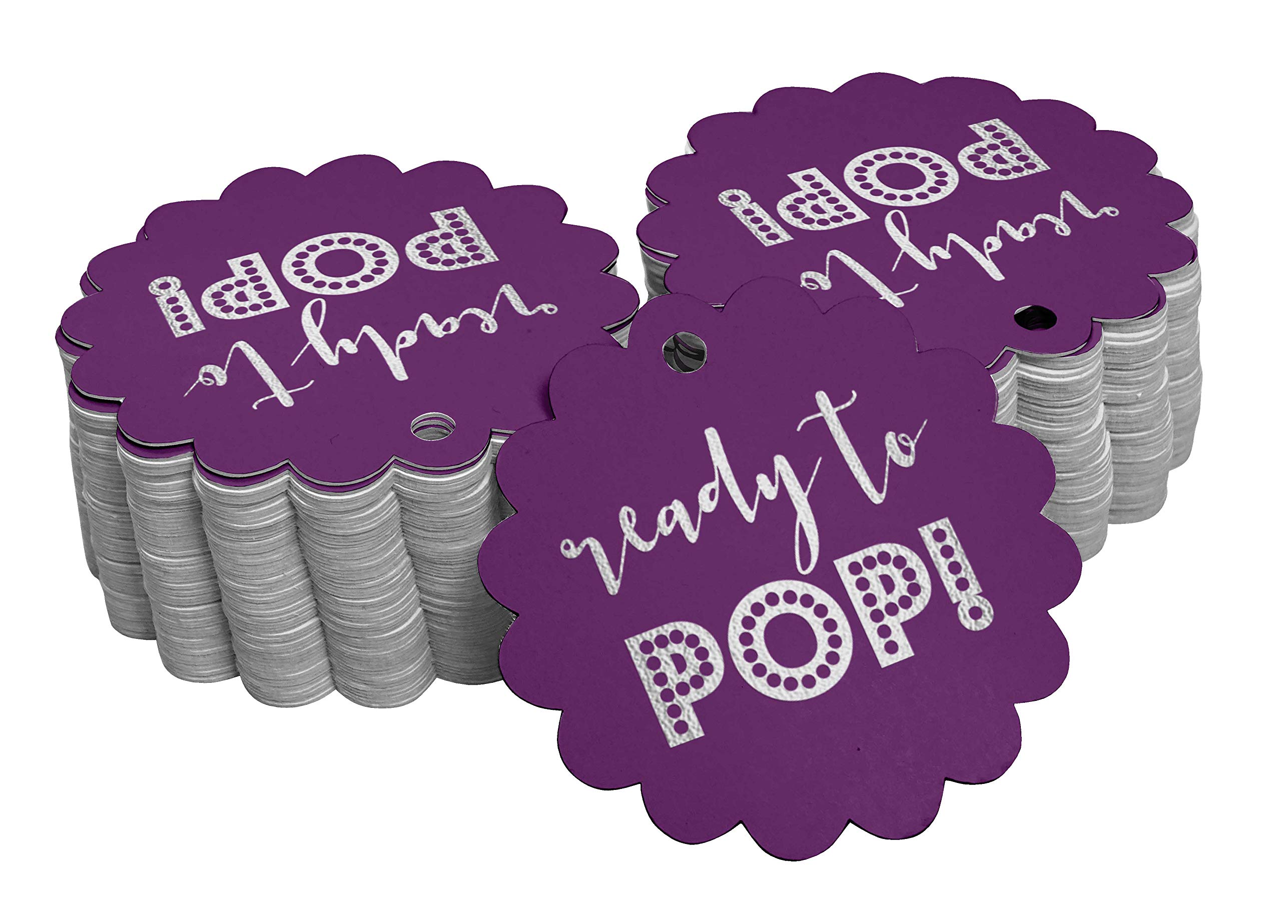 50 Pack Ready-to-Pop Baby Shower Favor Tags - Silver Foil Hang Tags for Party Decorations, Wedding Favors & DIY Crafts - Perfect for Gender Reveals, Bridal Showers & Birthday Celebrations