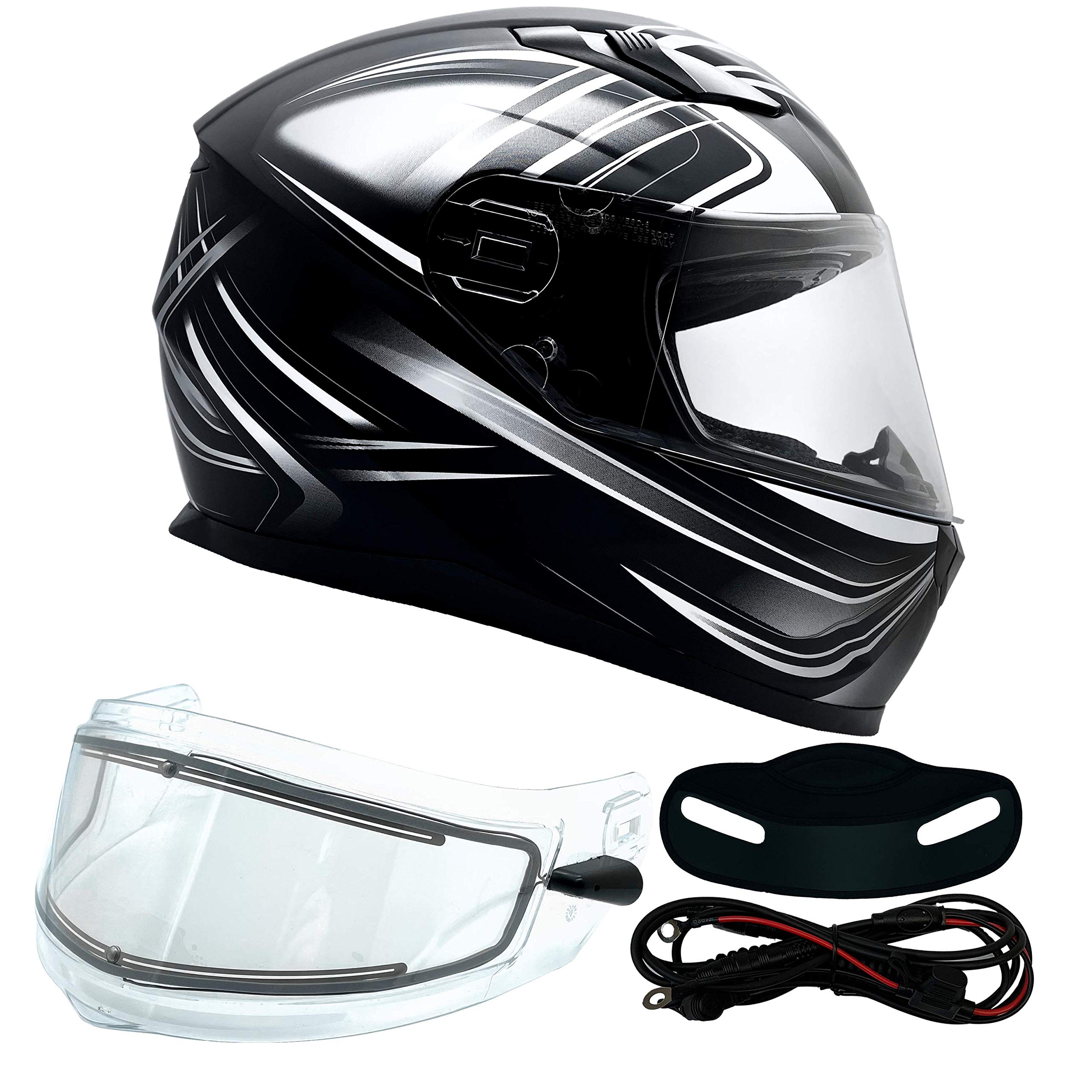Typhoon Adult Full Face Snowmobile Helmet with Heated Dual Lens Shield - Winter Riding Gear for Motorcycle, ATV & Snow Sports