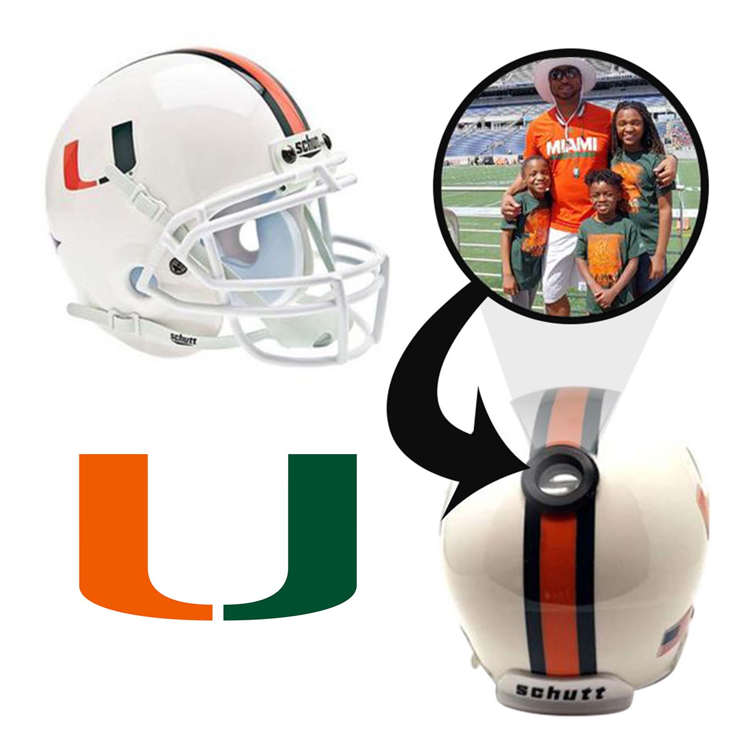 Miami Hurricanes College Football Collectible Mini Helmet with Display Stand - Perfect for Fans, Memorabilia Collectors & Home Office Decor