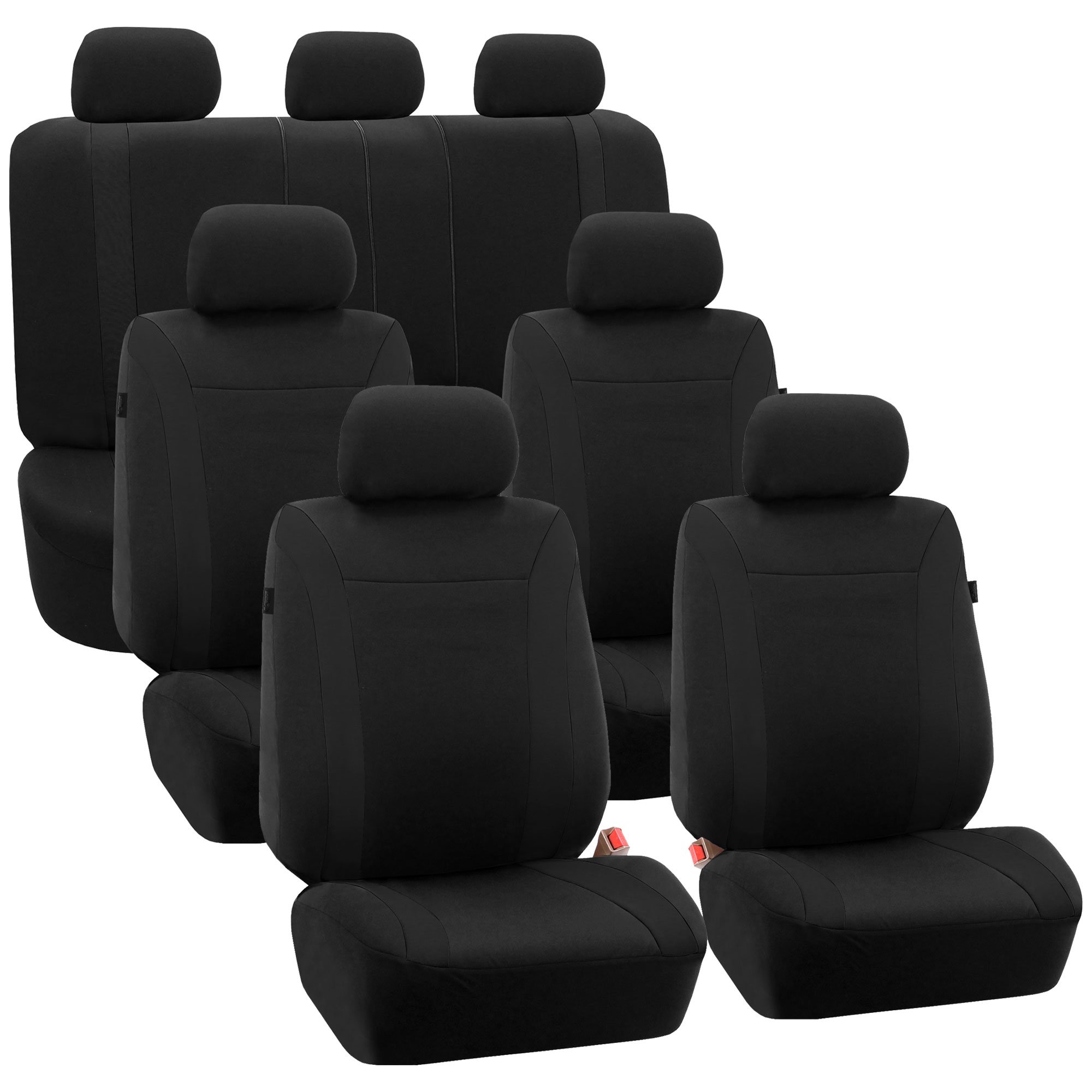 FH Group Universal 3-Row Black Cosmopolitan Car Seat Covers - Airbag Compatible, Split Rear Design for Cars, Trucks & SUVs | Durable Interior Accessories for Daily Commute & Road Trips