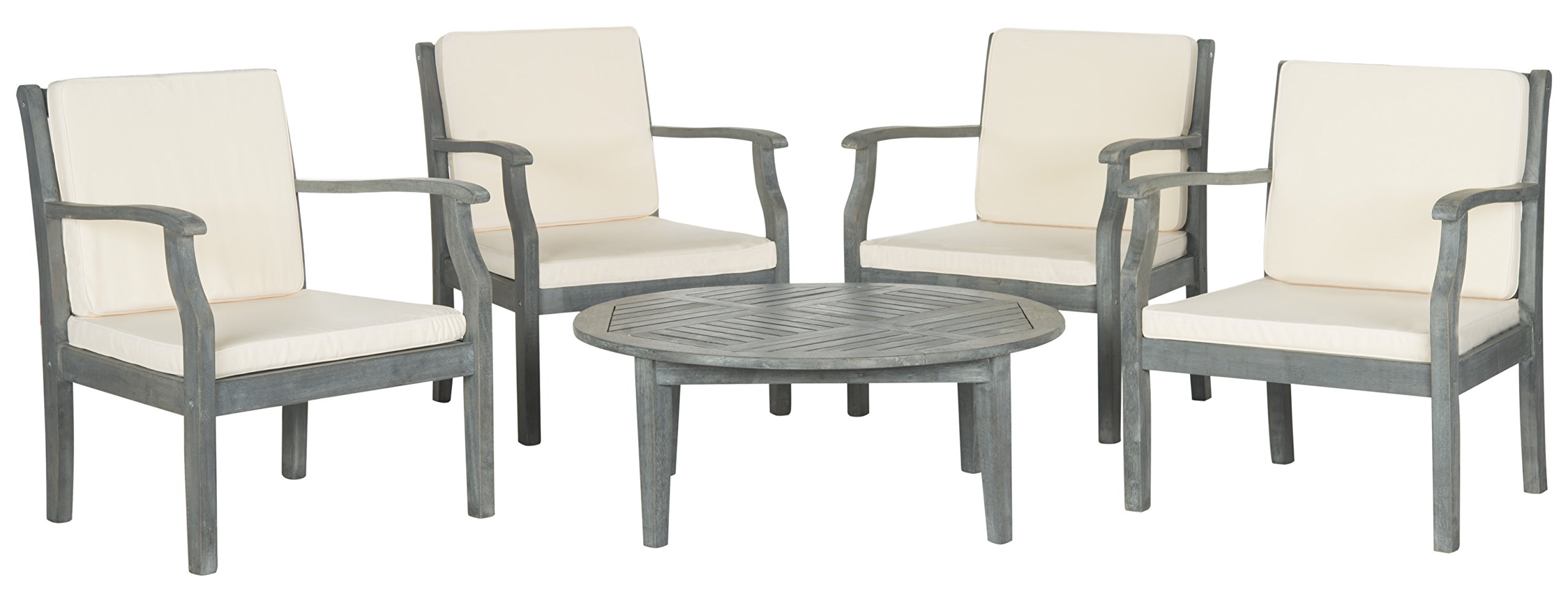 SAFAVIEH Outdoor Living Collection Anaheim 5-Piece Patio Furniture Set - Durable Wicker Sofa & Chairs for Backyard, Poolside, and Garden Relaxation