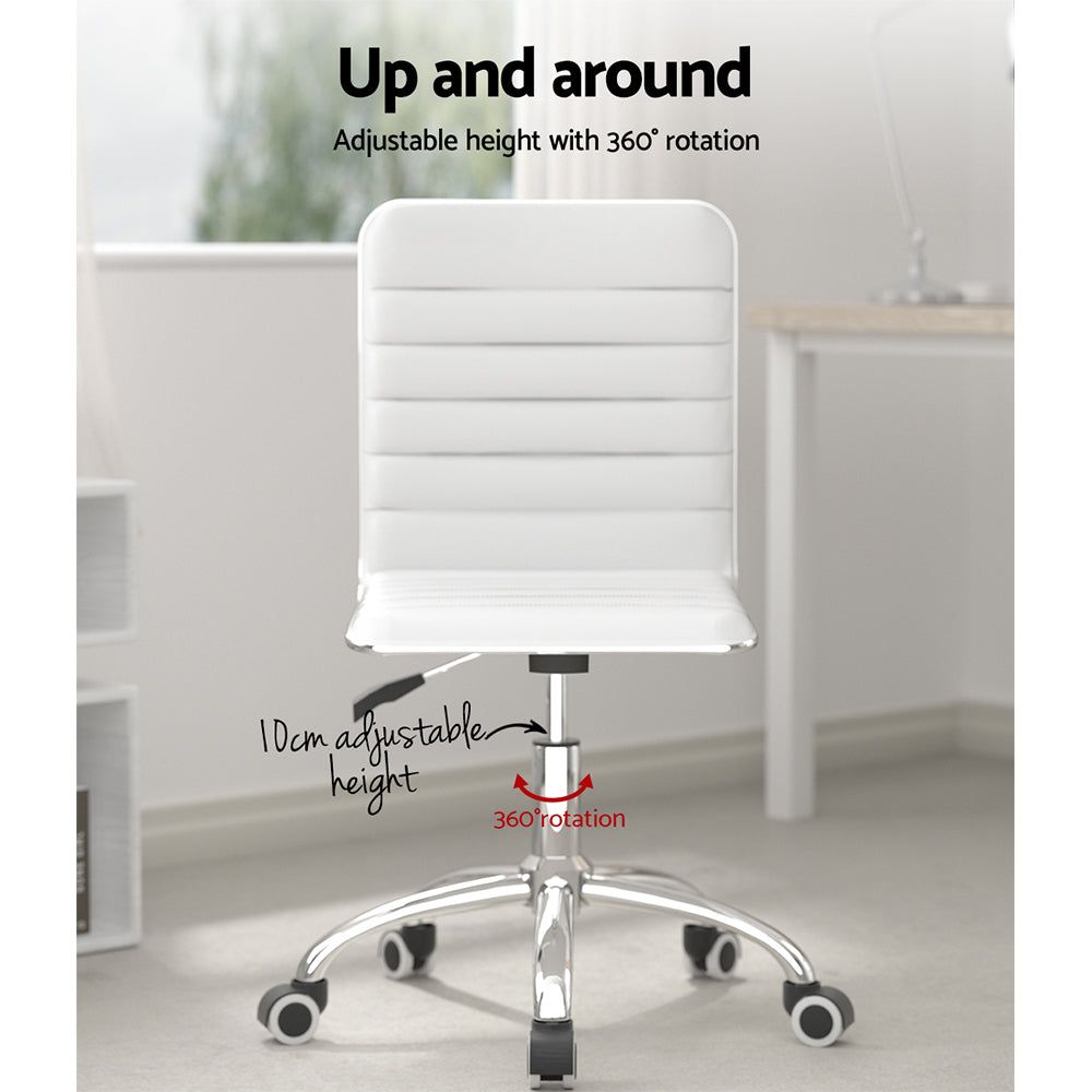 Artiss Office Chair - Ergonomic PU Leather Computer Desk & Gaming Chair with Low Back Support in White - Perfect for Home Office, Gaming & Workspace Comfort