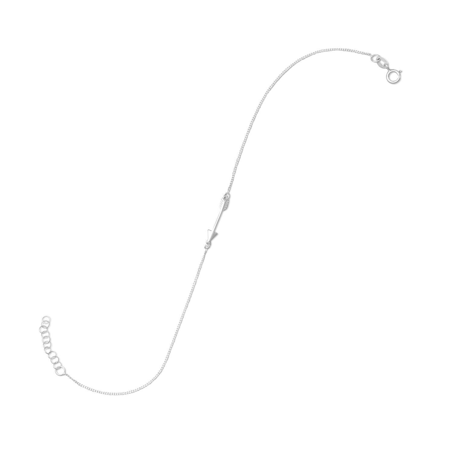 Precious Stars Sterling Silver Shooting Arrow Charm Anklet - Dainty Adjustable Ankle Bracelet for Women, Gift for Archery Lovers | Perfect for Everyday Wear, Boho Style & Special Occasions