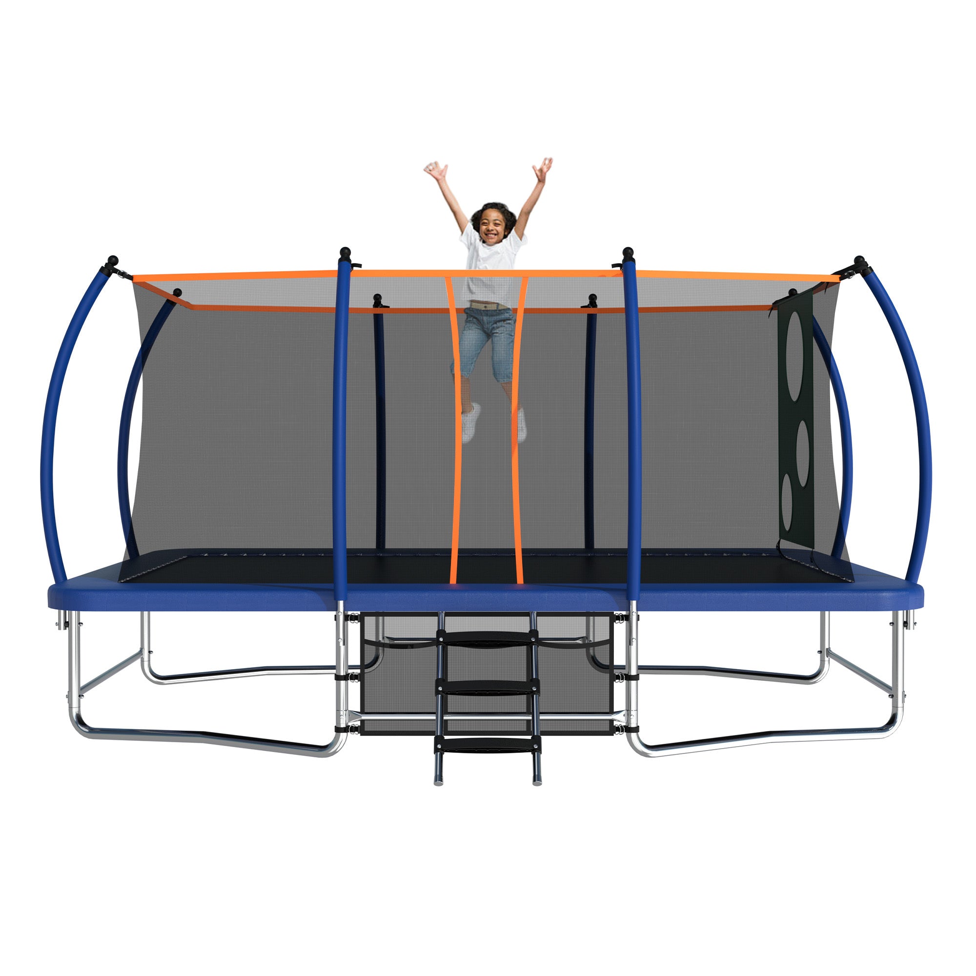 10X16FT Outdoor Square Trampoline for Kids & Adults - Heavy Duty Rectangular Bouncing Mat with Safety Net - Perfect for Backyard, Gym Training, and Family Fun Activities