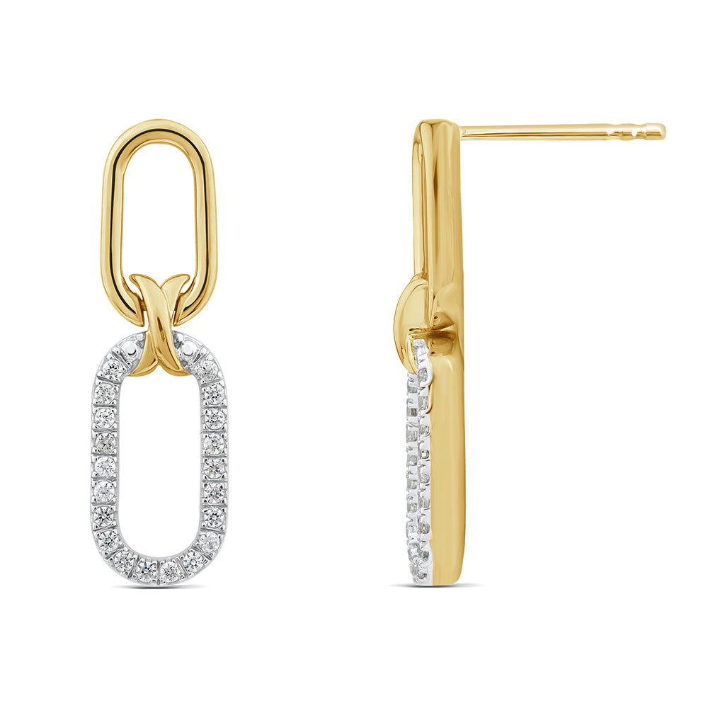10ct Yellow Gold Luminesce Lab Grown Drop Diamond Earrings for Women | Elegant Dangle Stud Earrings | Perfect for Weddings, Parties & Special Occasions