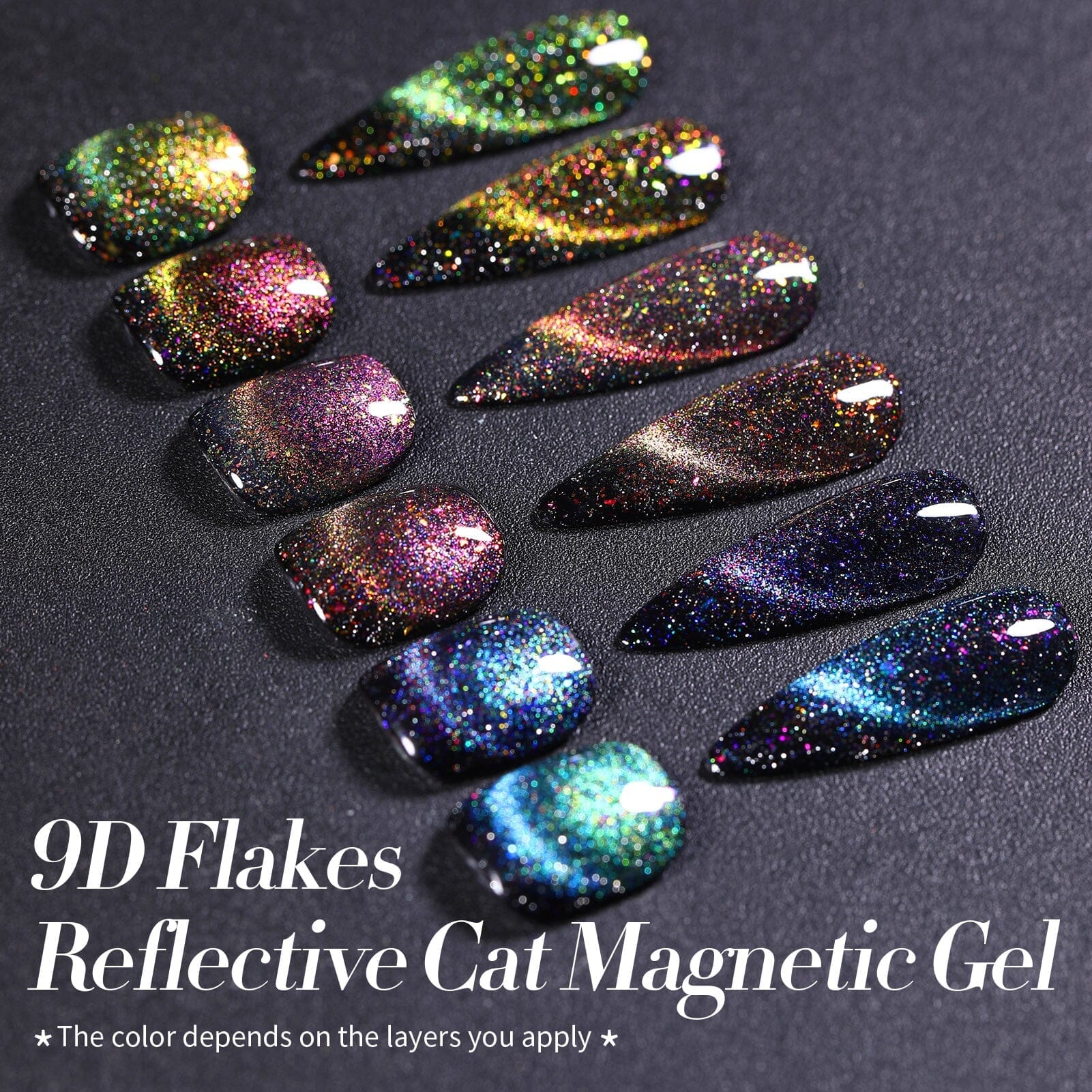 9D Reflective Cat Magnetic Gel Polish with Flakies #01 - 5ml for Stunning Nail Art & Salon Use