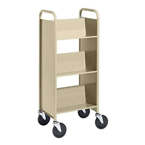Multipurpose Steel Utility Cart with 3 Single-Sided Sloping Shelves - Heavy Duty Rolling Storage Cart for Kitchen, Garage, Warehouse & Office Organization - BioFit Engineered Products
